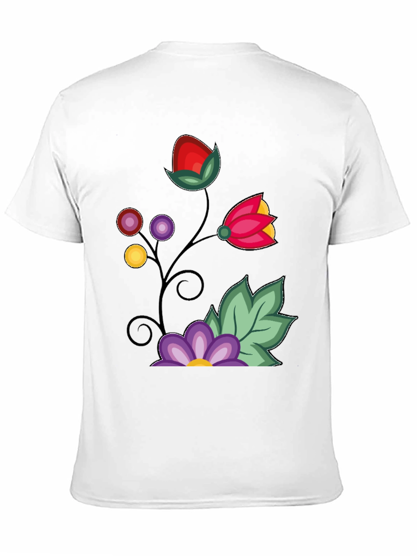Floral Design Black T-Shirt
