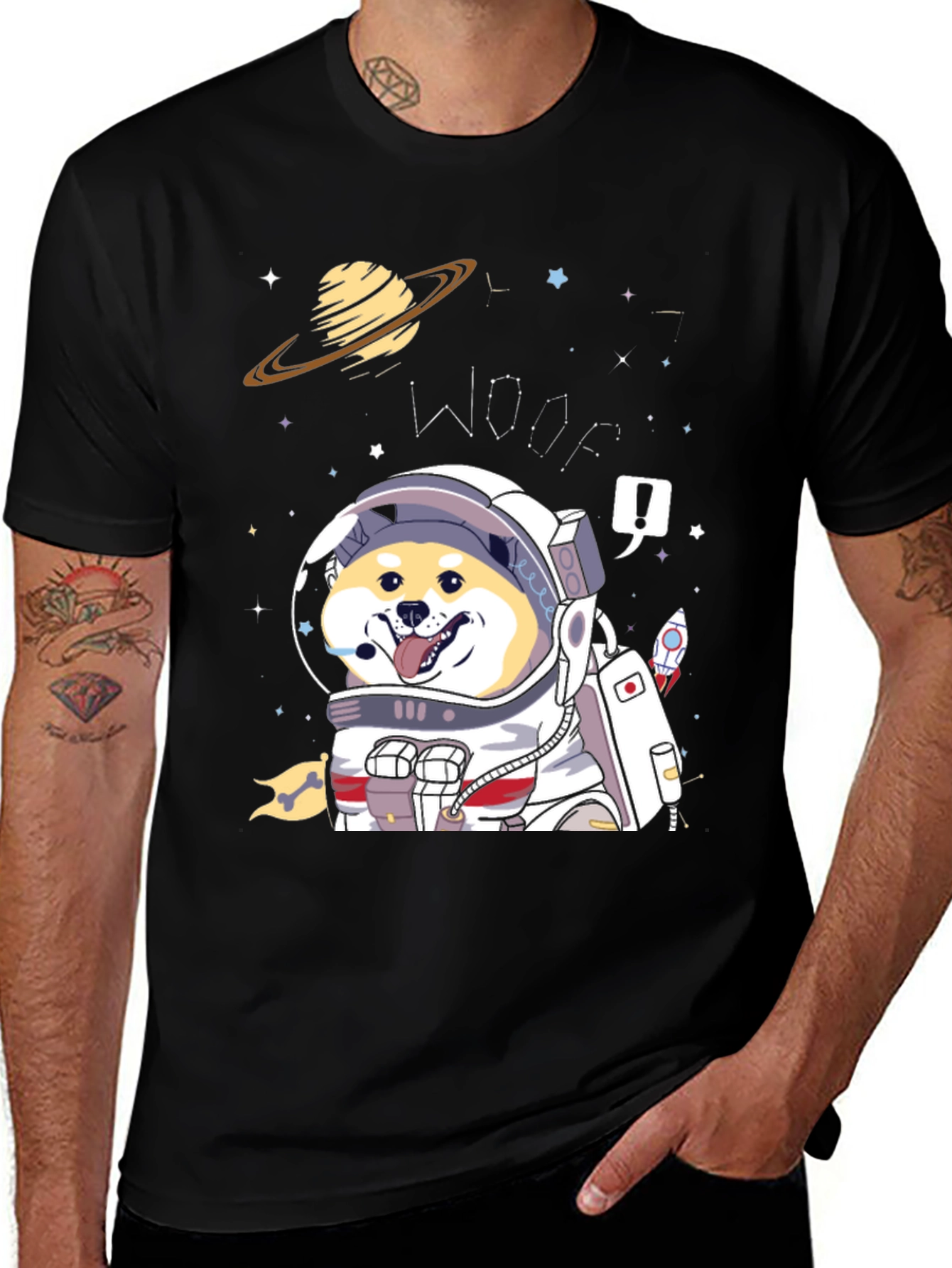 Woof! Space Dog T-Shirt - Shiba Inu Astronaut Tee