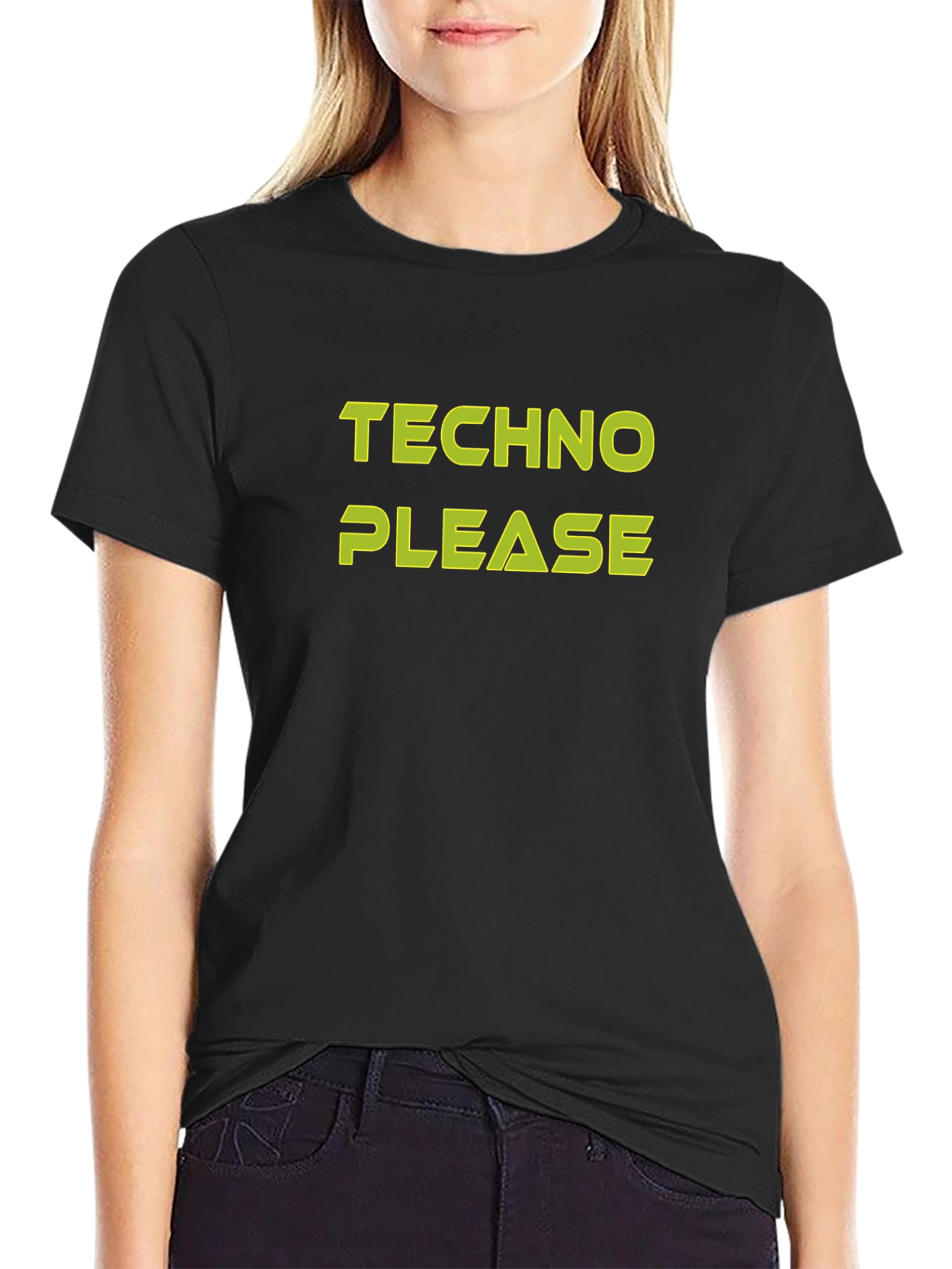 Techno Please Black Graphic Tee