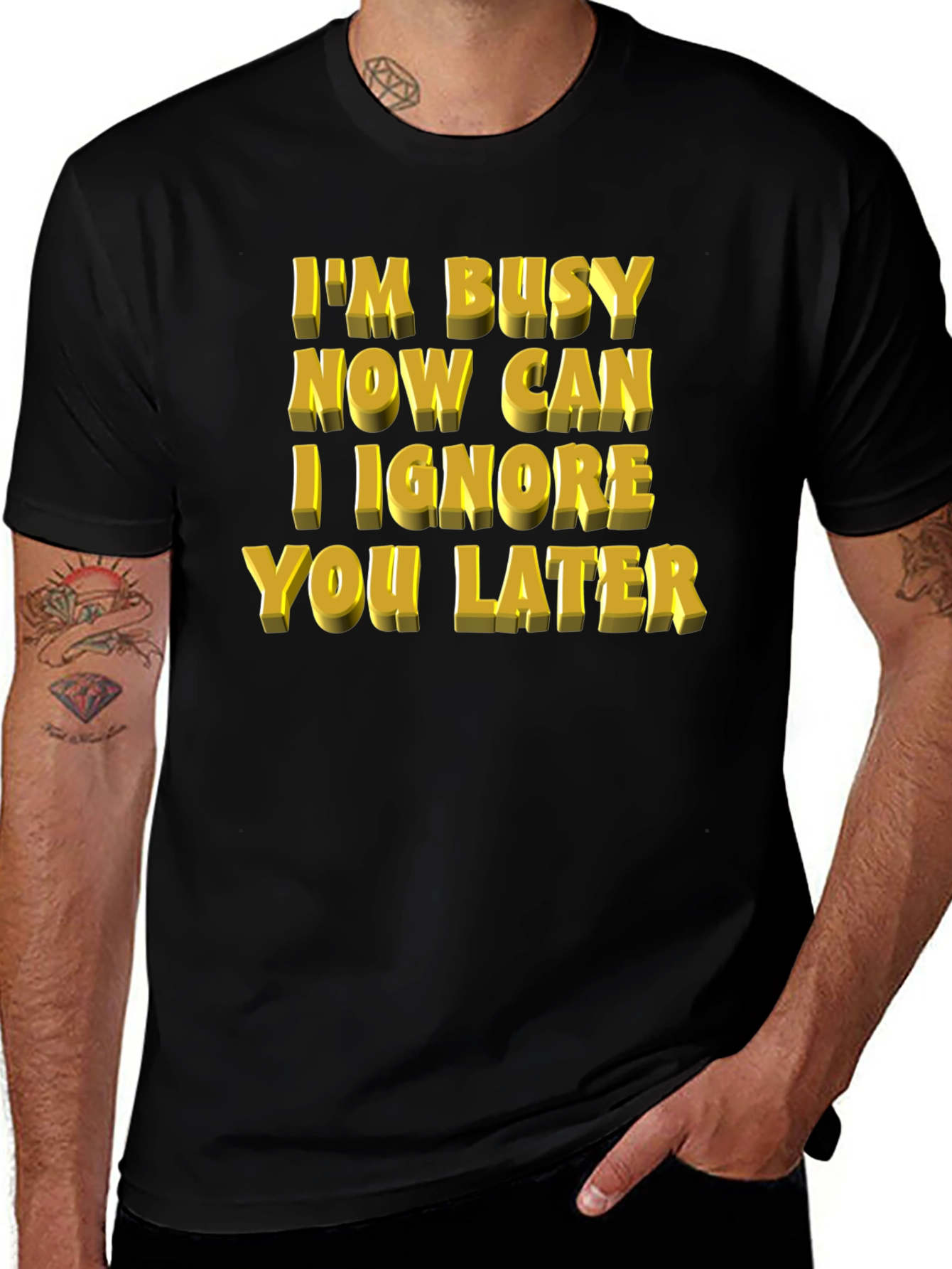 Busy Now? Funny Graphic Print Mens T-Shirt