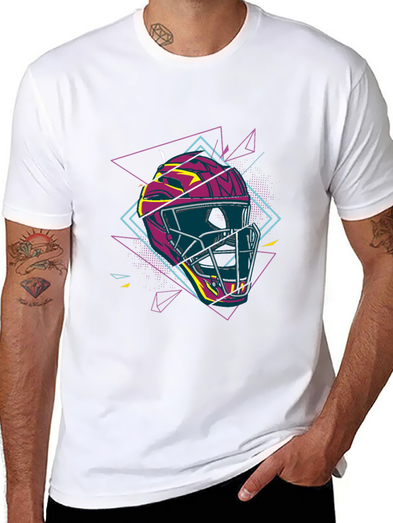 Retro Hockey Mask Graphic Tee - Black