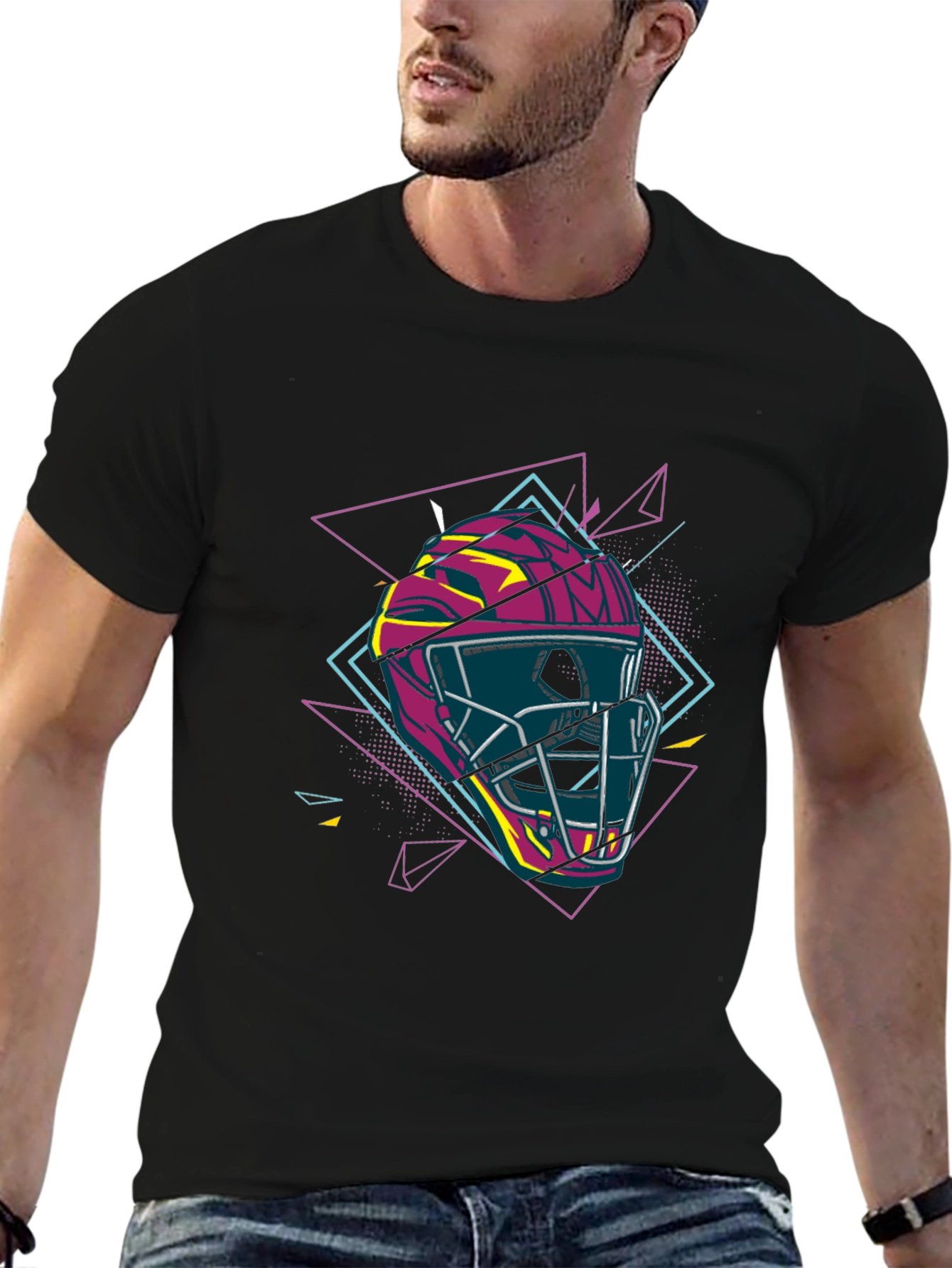 Retro Hockey Mask Graphic Tee - Black