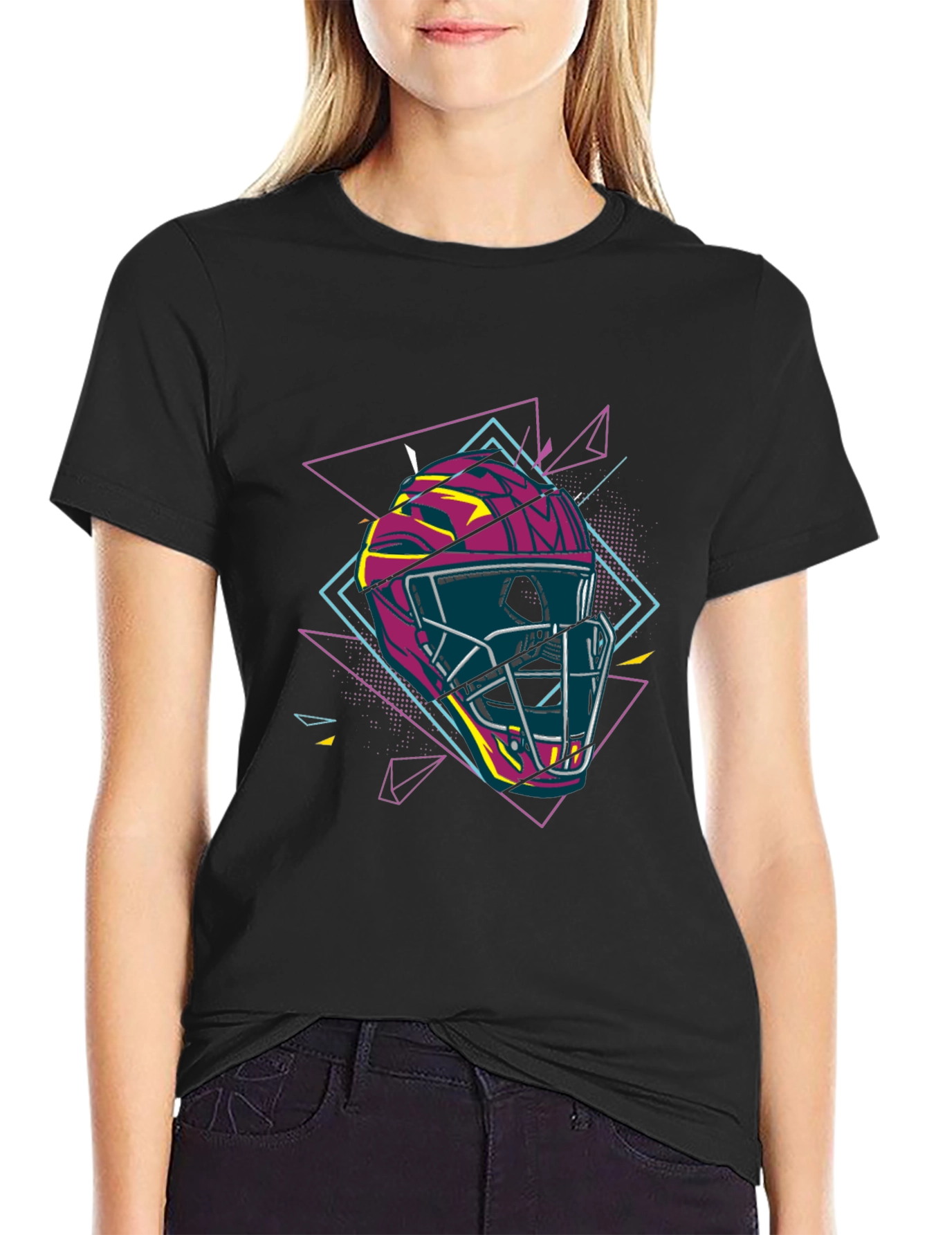 Retro Hockey Mask Graphic Tee - Black