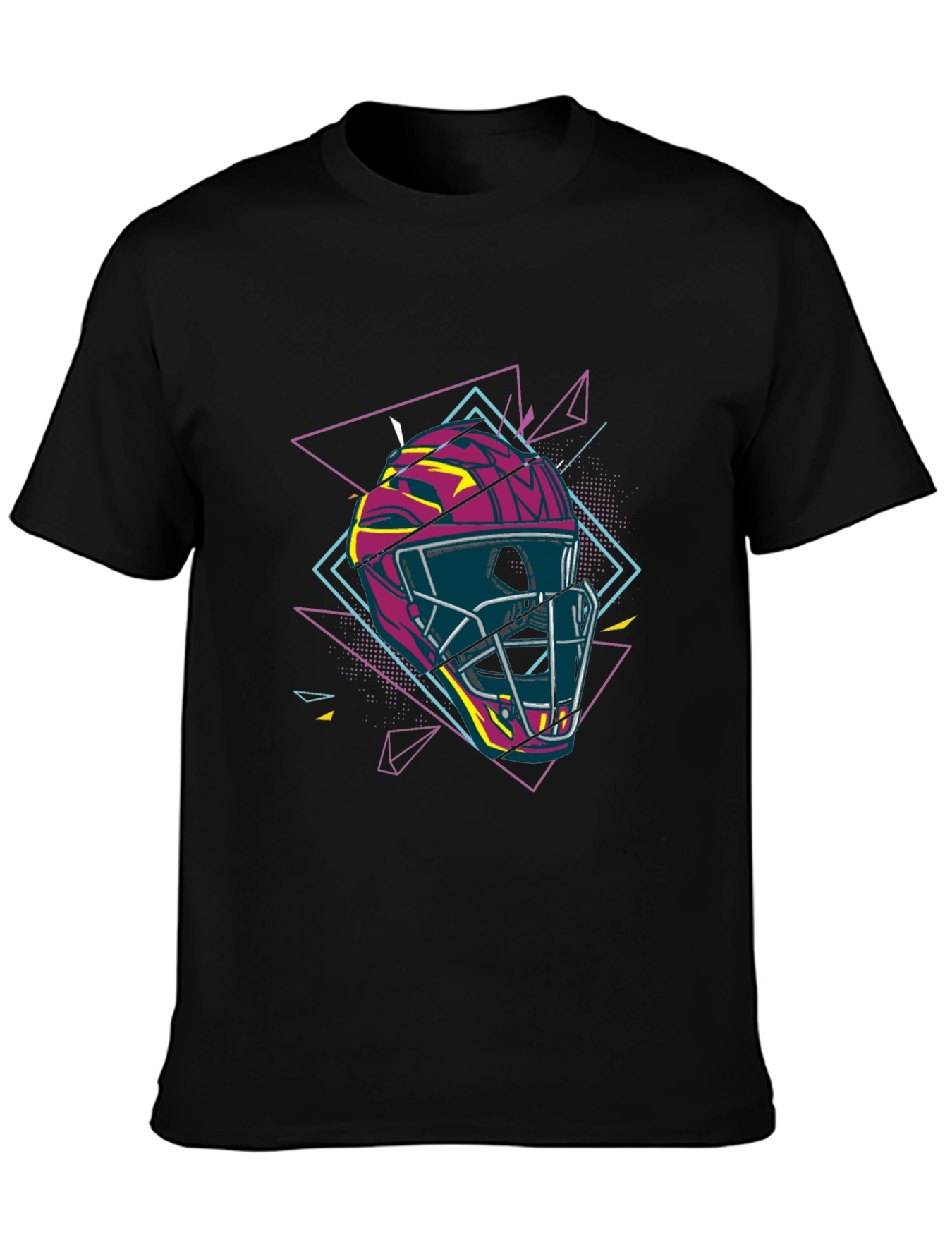 Retro Hockey Mask Graphic Tee - Black
