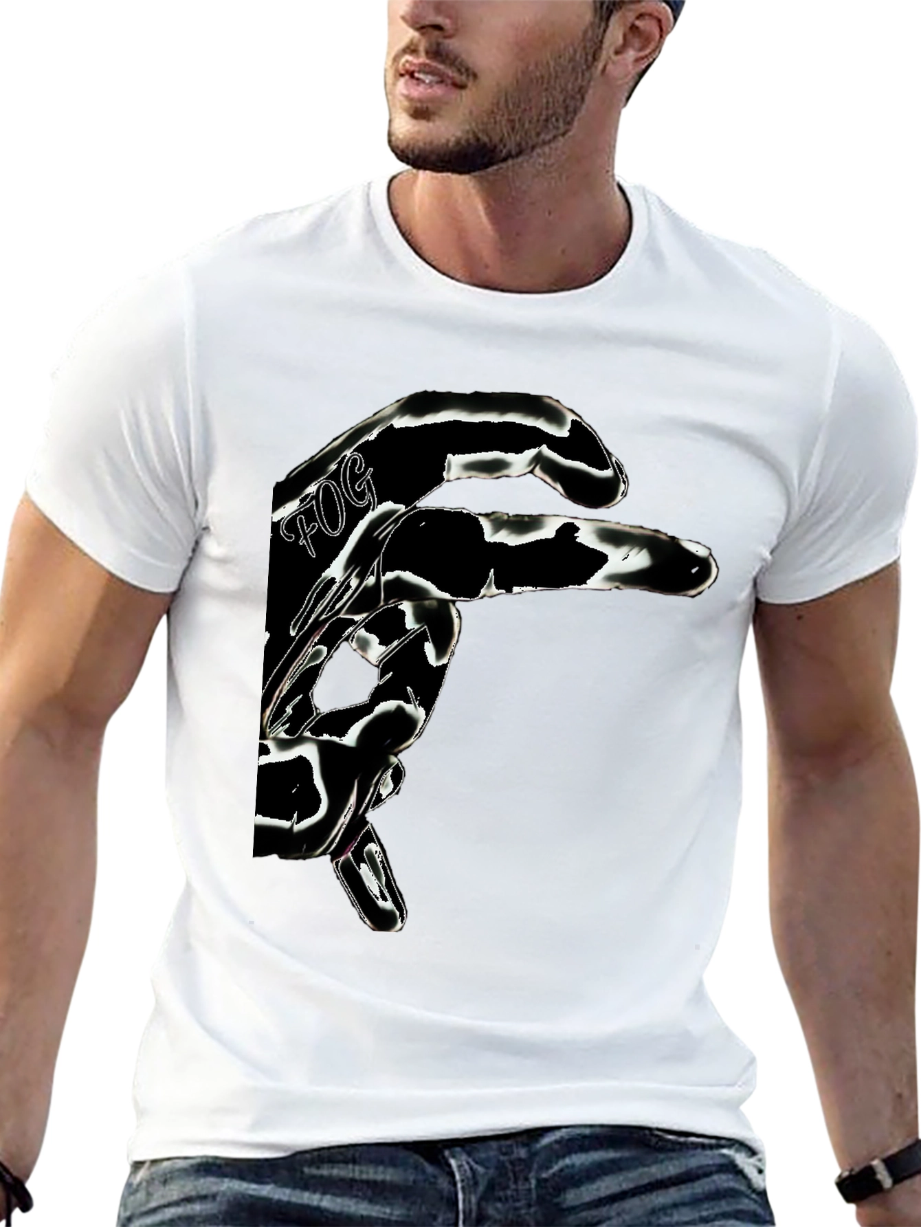 Abstract Graphic Print Mens Black T-Shirt