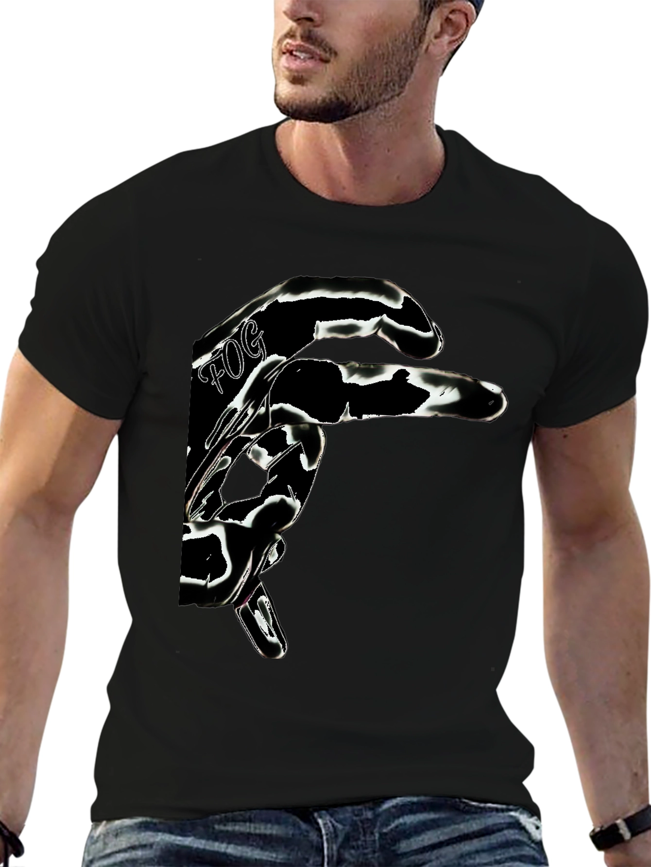Abstract Graphic Print Mens Black T-Shirt