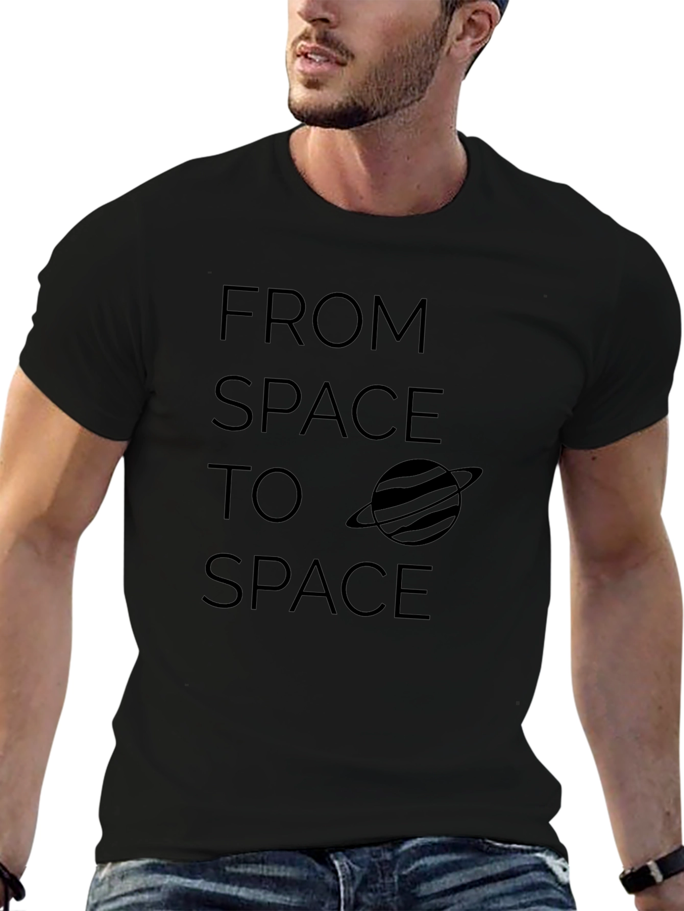 From Space to Space Black Graphic Tee