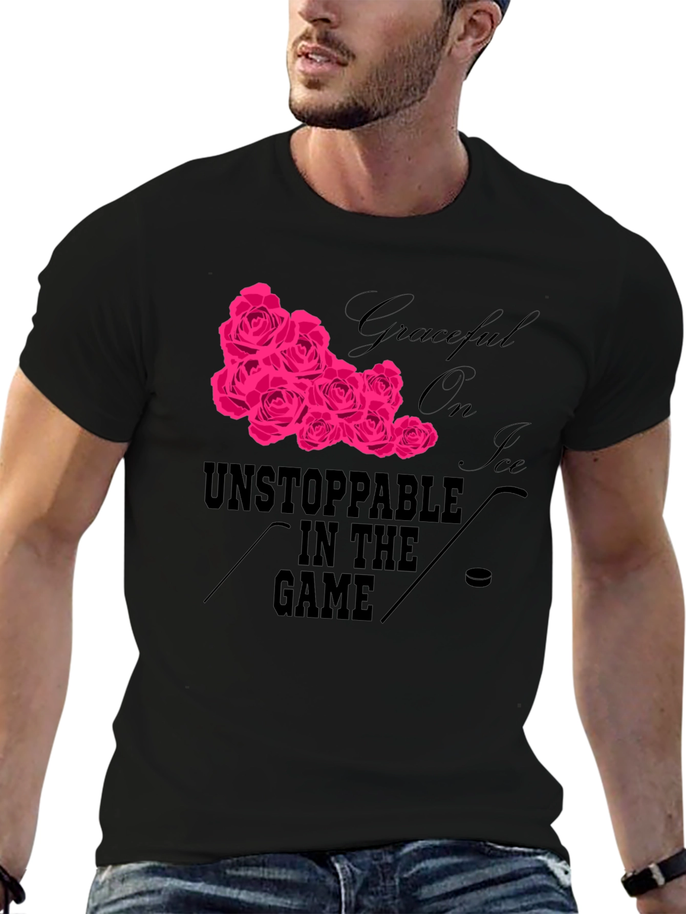 Graceful Roses On Ice Hockey T-Shirt