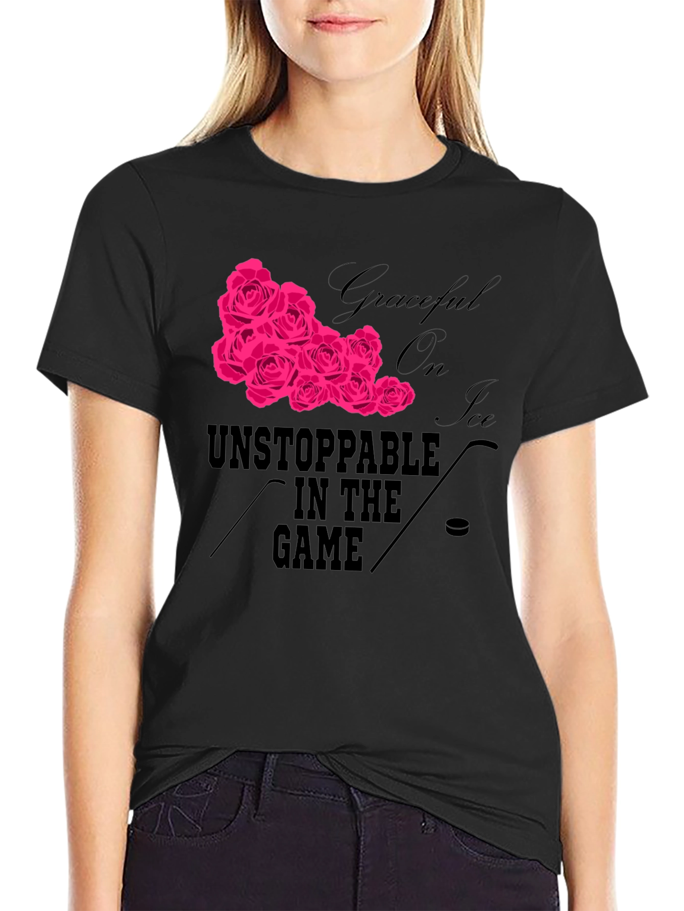 Graceful Roses On Ice Hockey T-Shirt