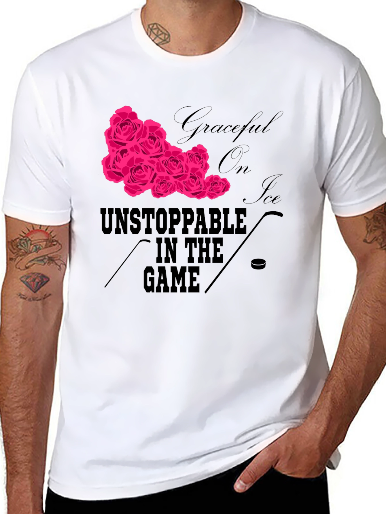 Graceful Roses On Ice Hockey T-Shirt