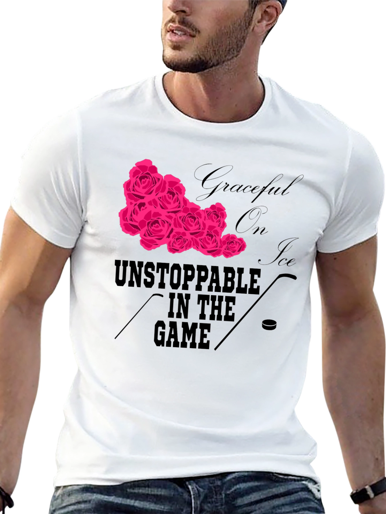 Graceful Roses On Ice Hockey T-Shirt