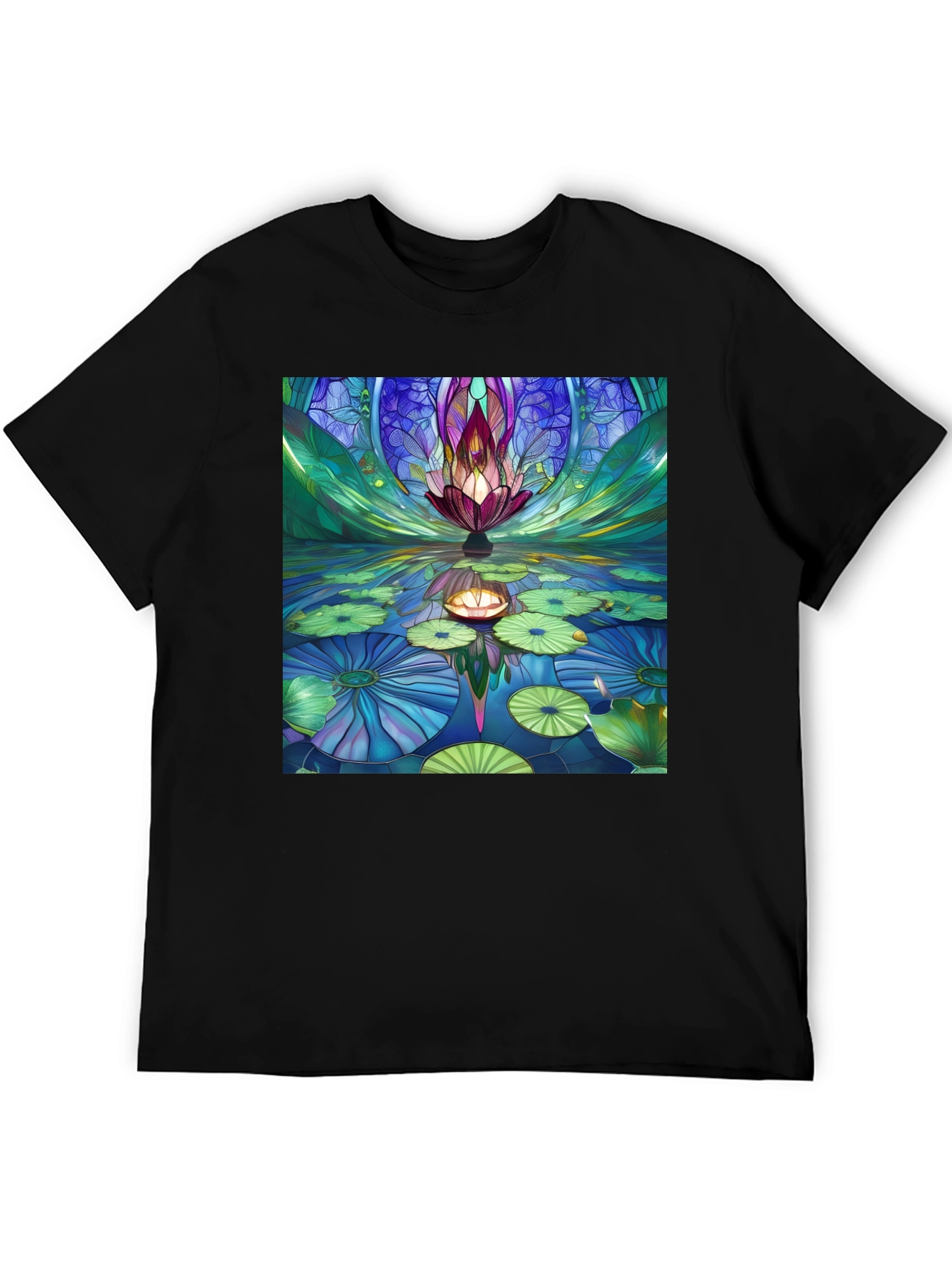 Lotus Pond Graphic Black Tee