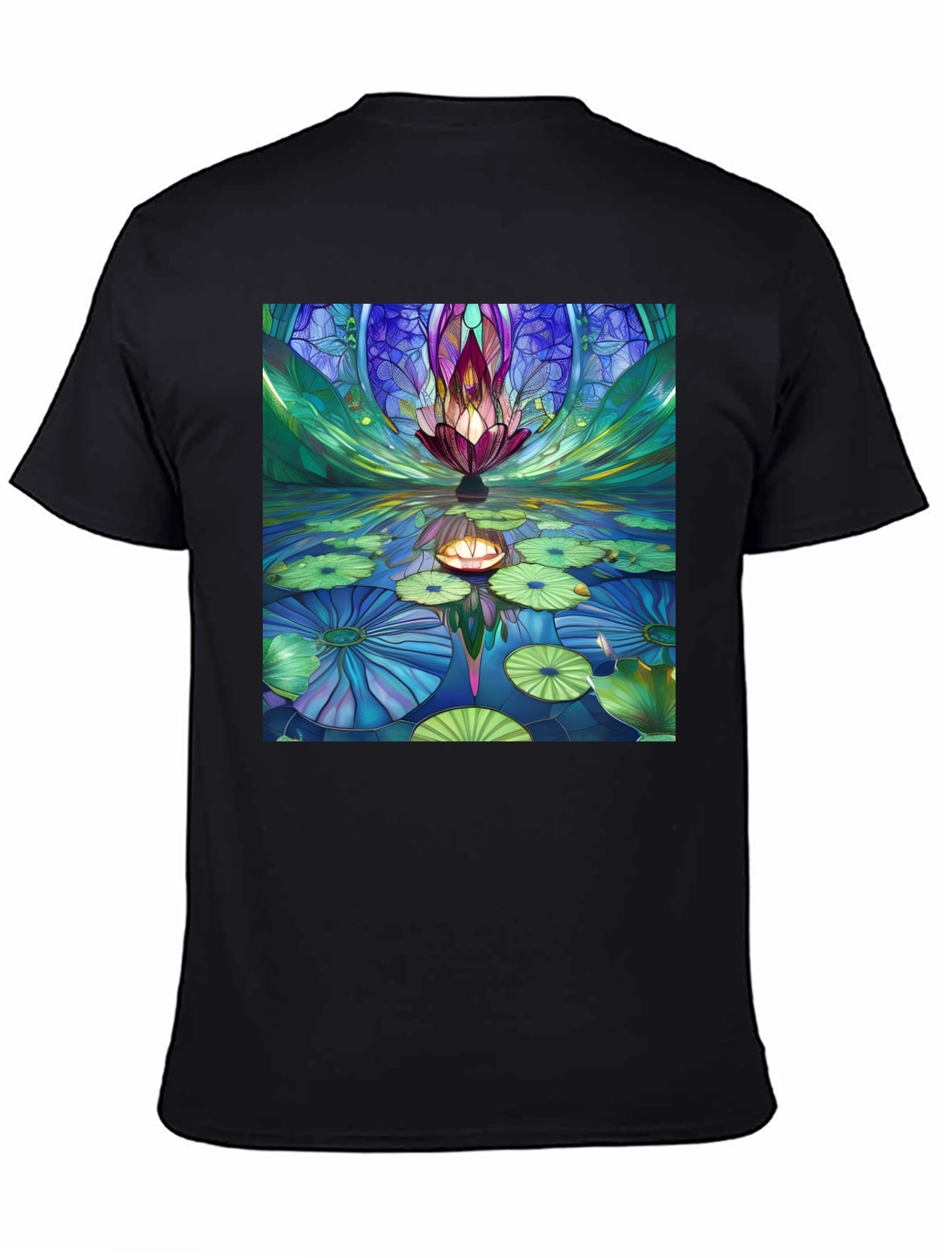 Lotus Pond Graphic Black Tee