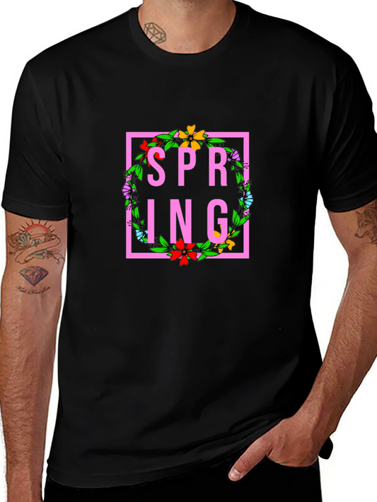 Floral Spring Graphic T-Shirt - Trendy Black Tee