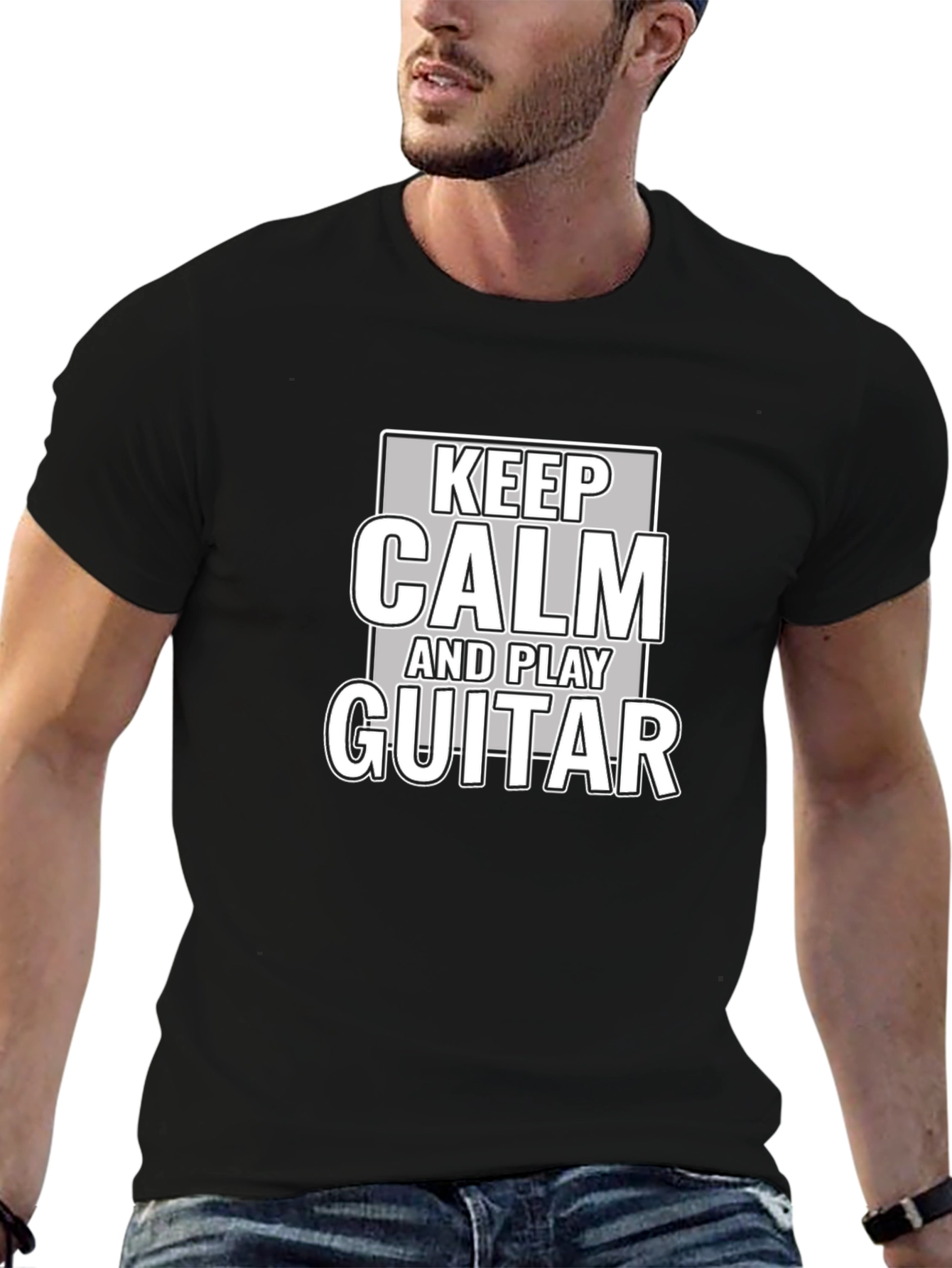 Keep Calm & Play Guitar Graphic T-Shirt
