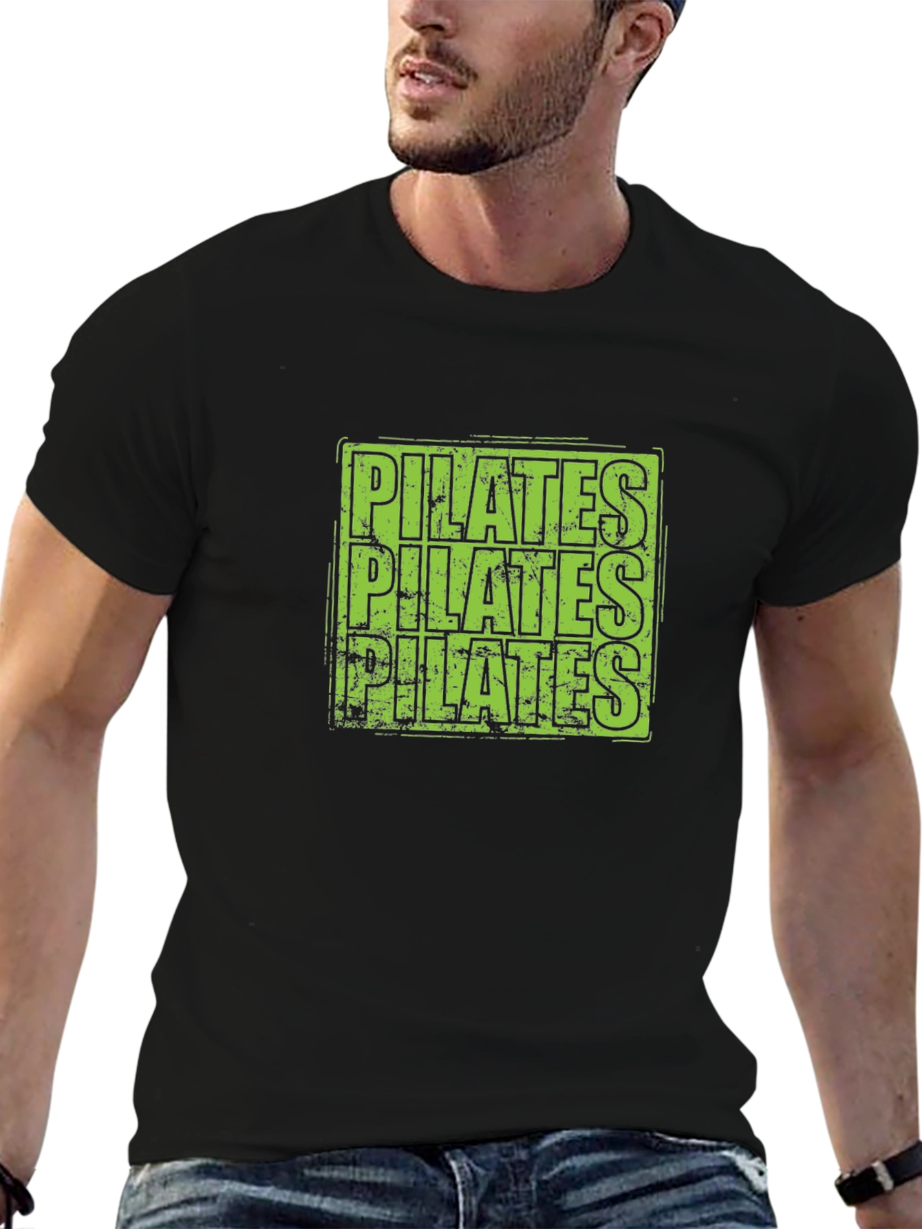 Pilates Graphic Tee - Black Cotton T-Shirt