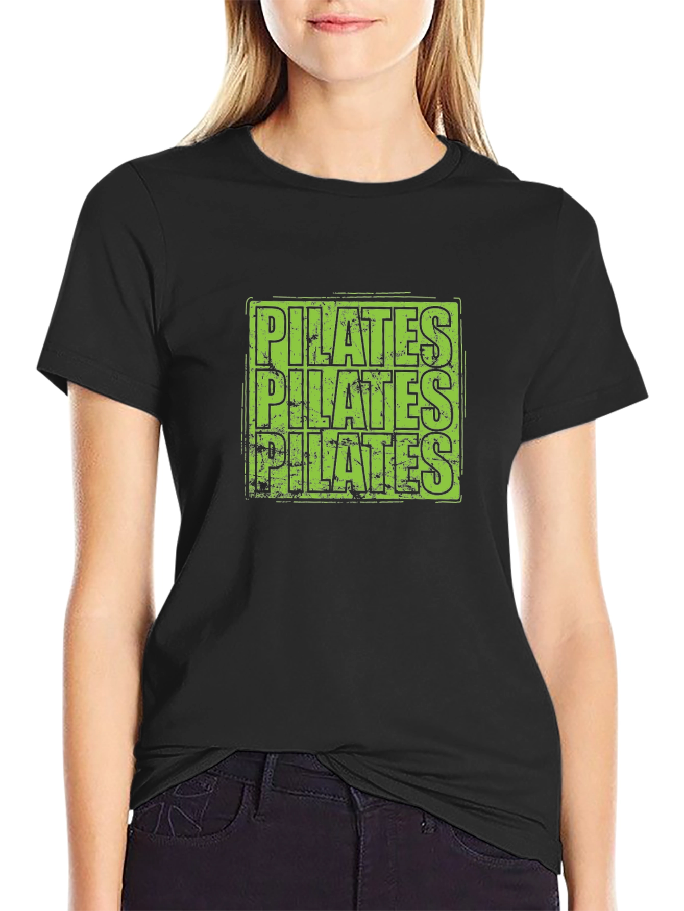 Pilates Graphic Tee - Black Cotton T-Shirt