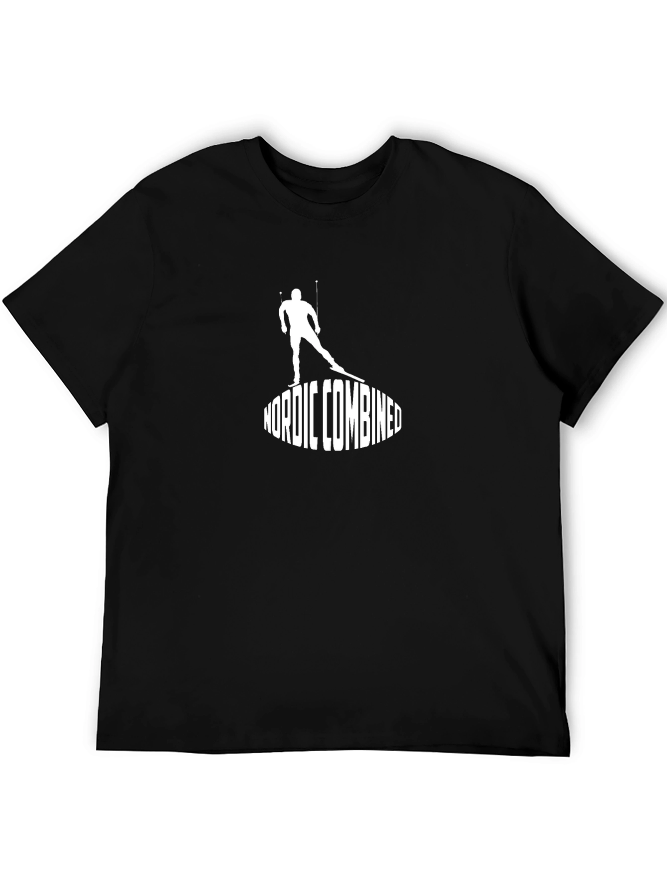 Nordic Combined Skiing Graphic Tee - Black