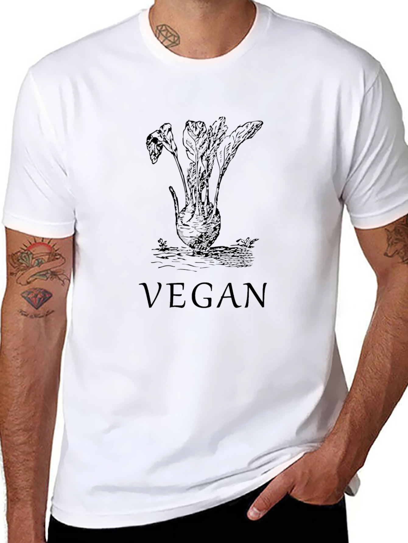 Vegan Beet Graphic Tee - Black Cotton Blend