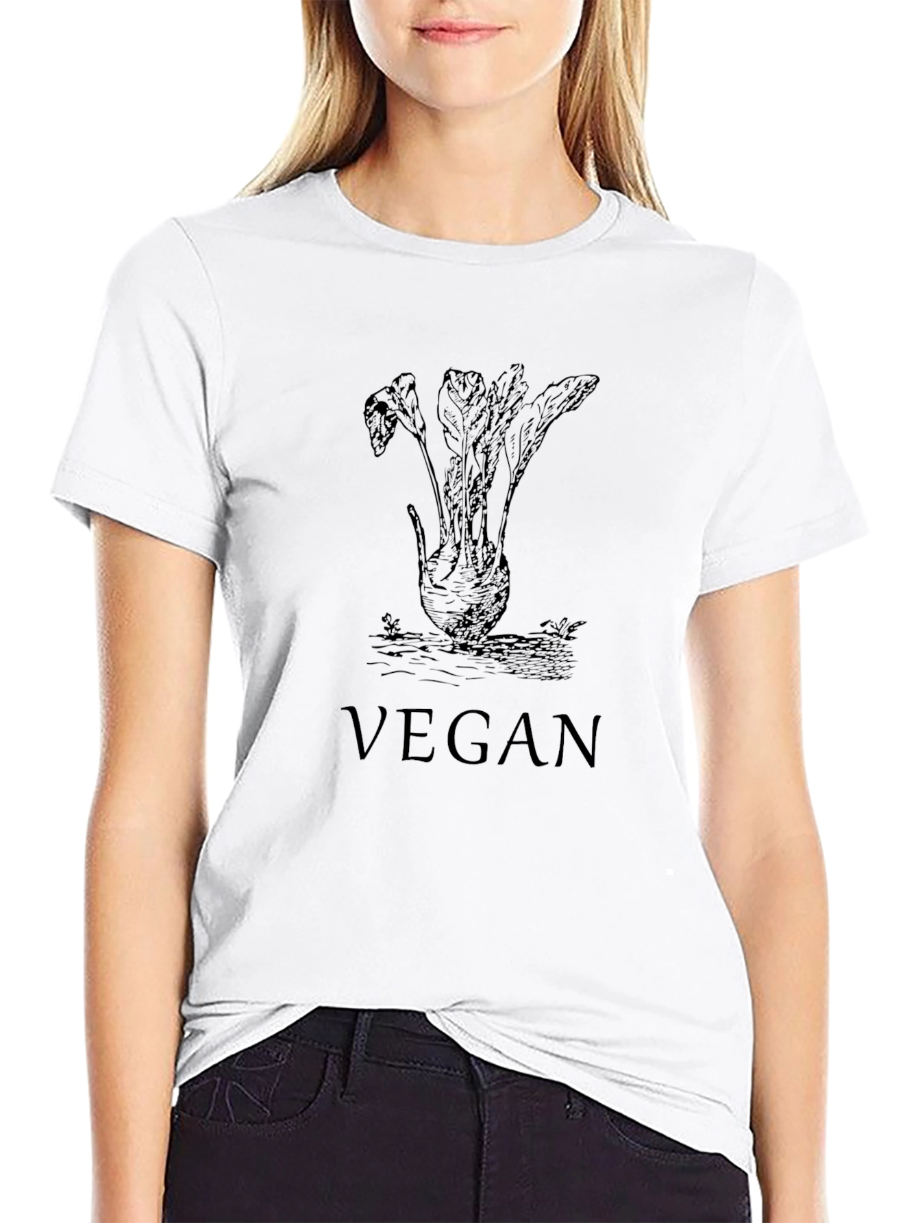Vegan Beet Graphic Tee - Black Cotton Blend