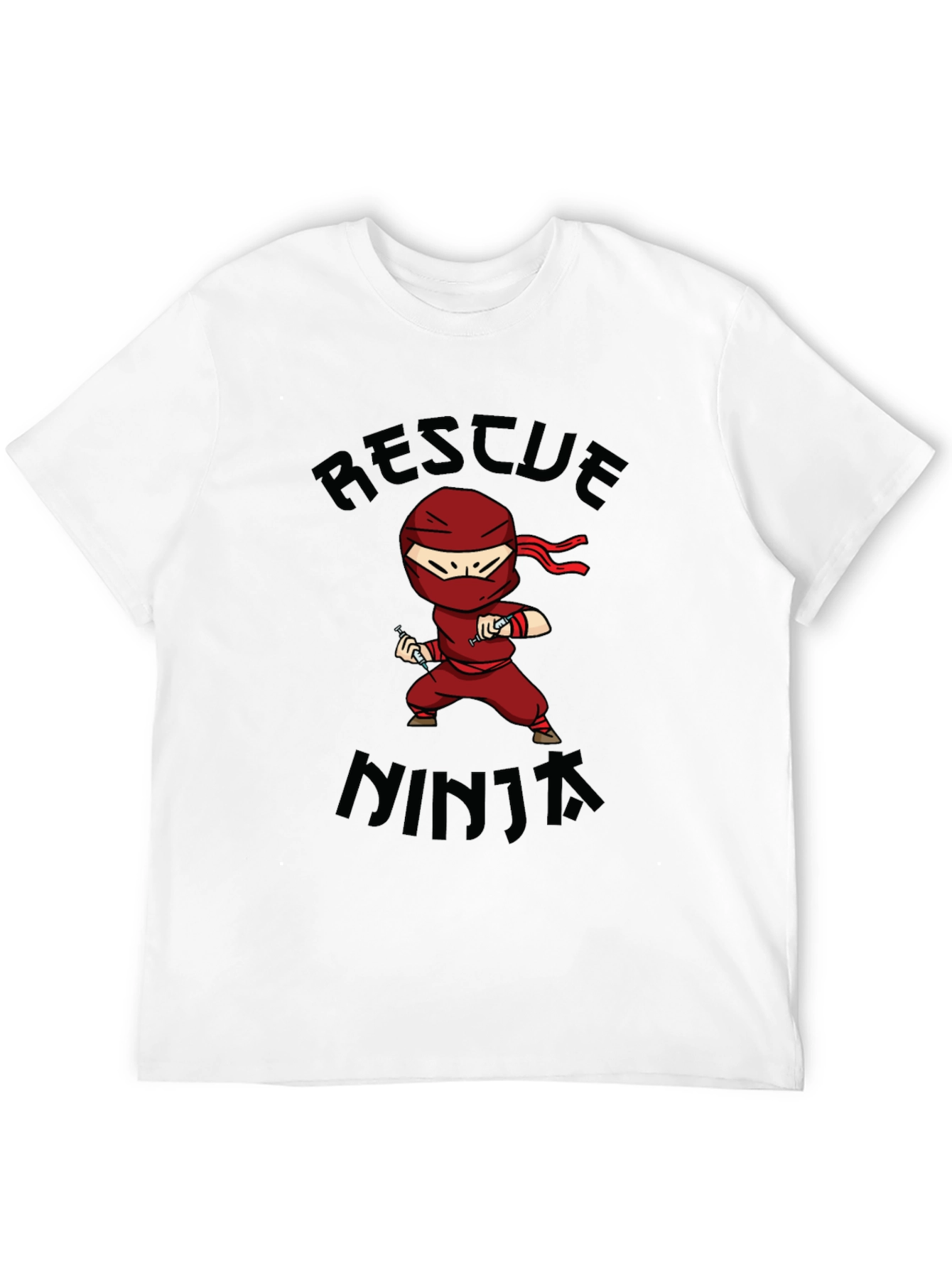 Rescue Ninja Cartoon Black T-Shirt