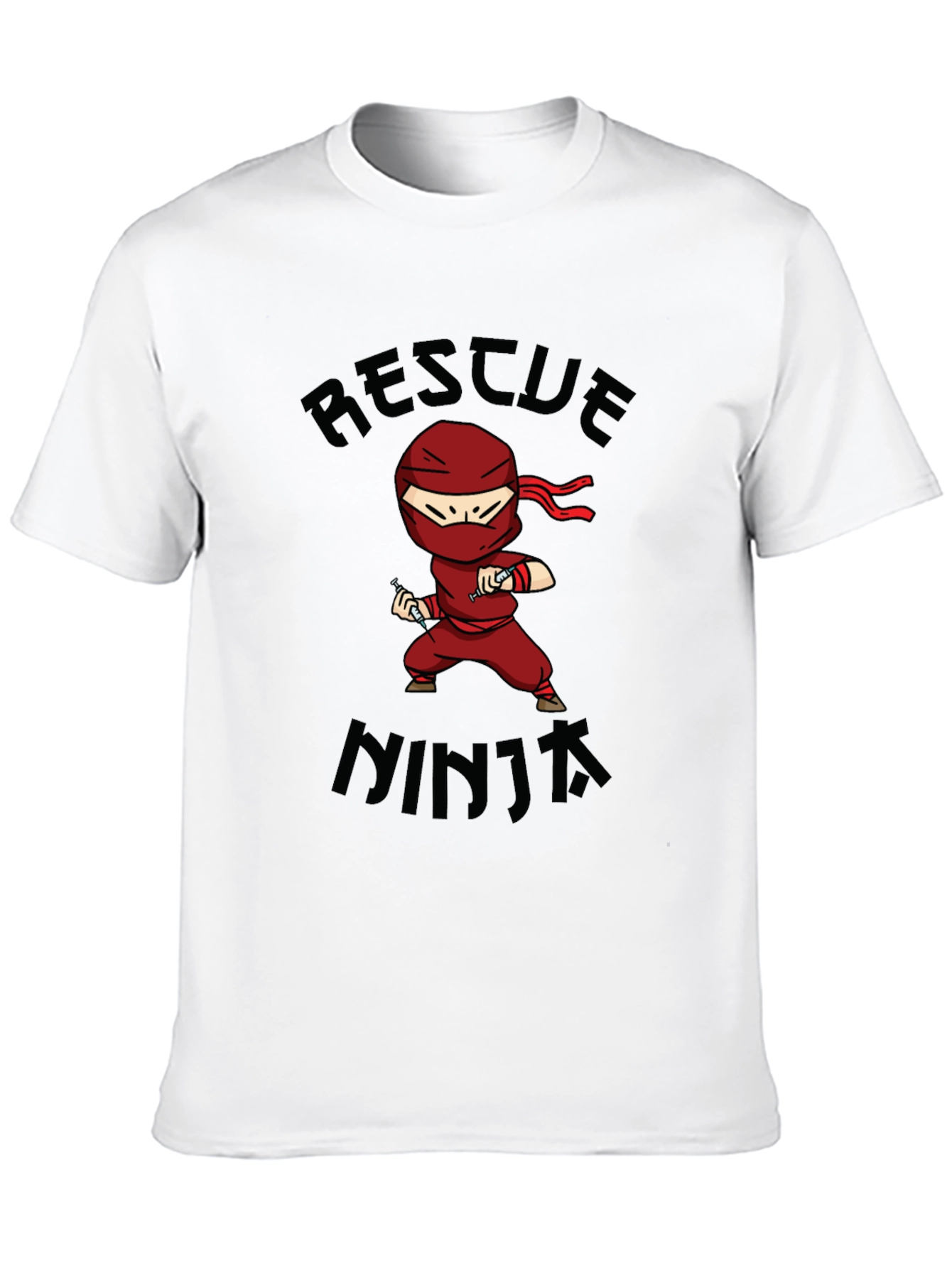 Rescue Ninja Cartoon Black T-Shirt