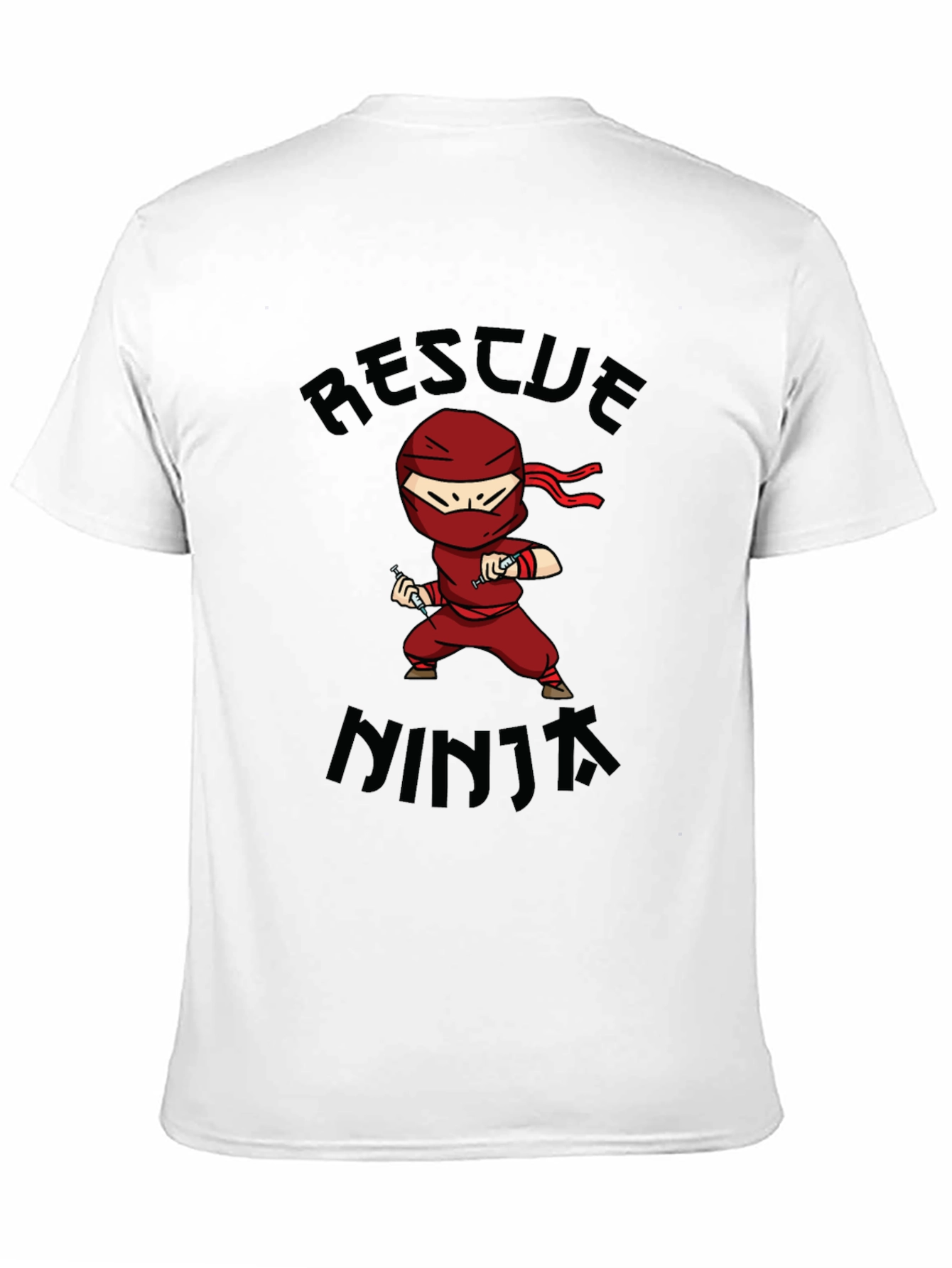 Rescue Ninja Cartoon Black T-Shirt
