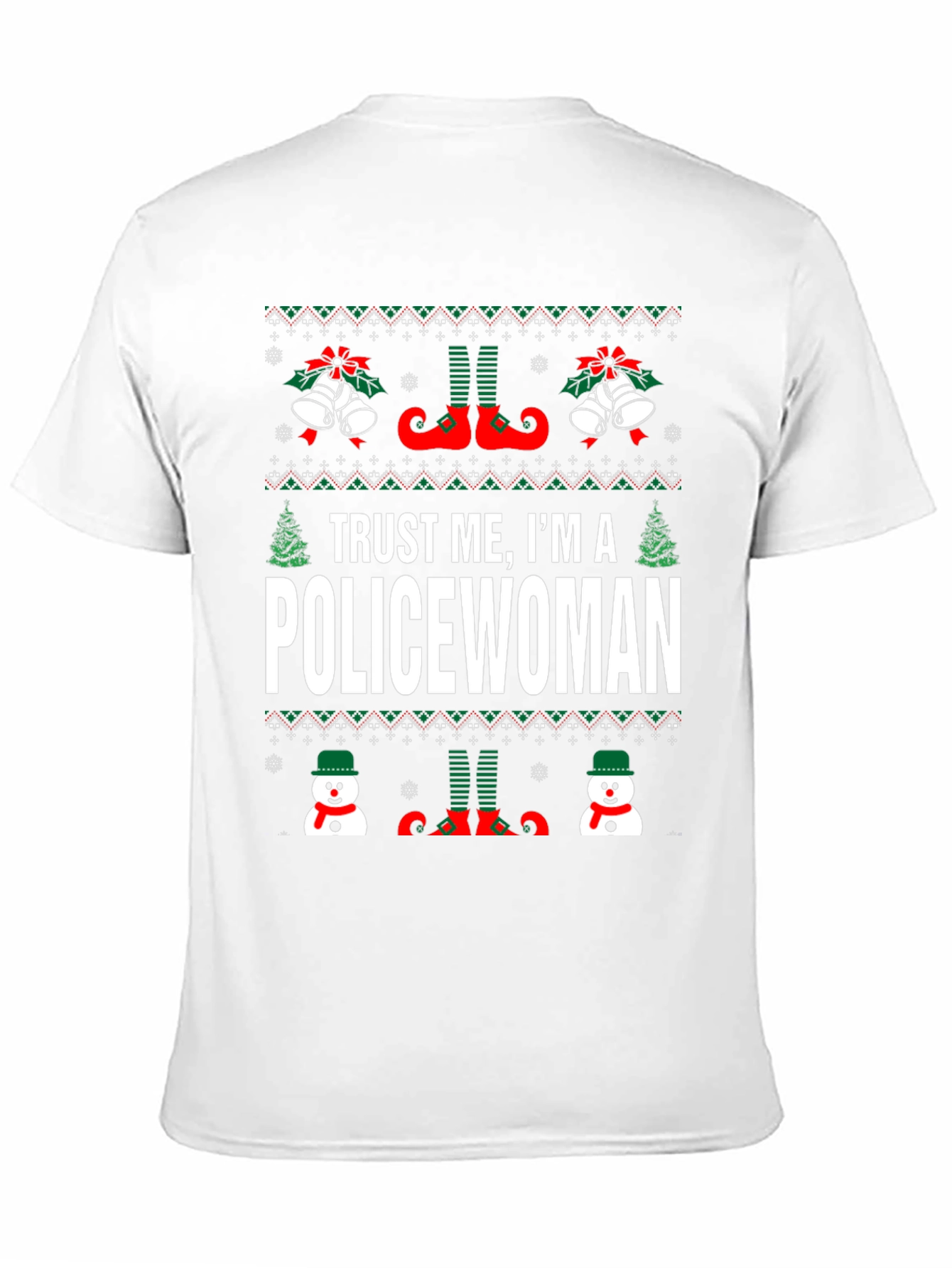 Funny Policewoman Christmas Holiday Ugly Sweater T-Shirt