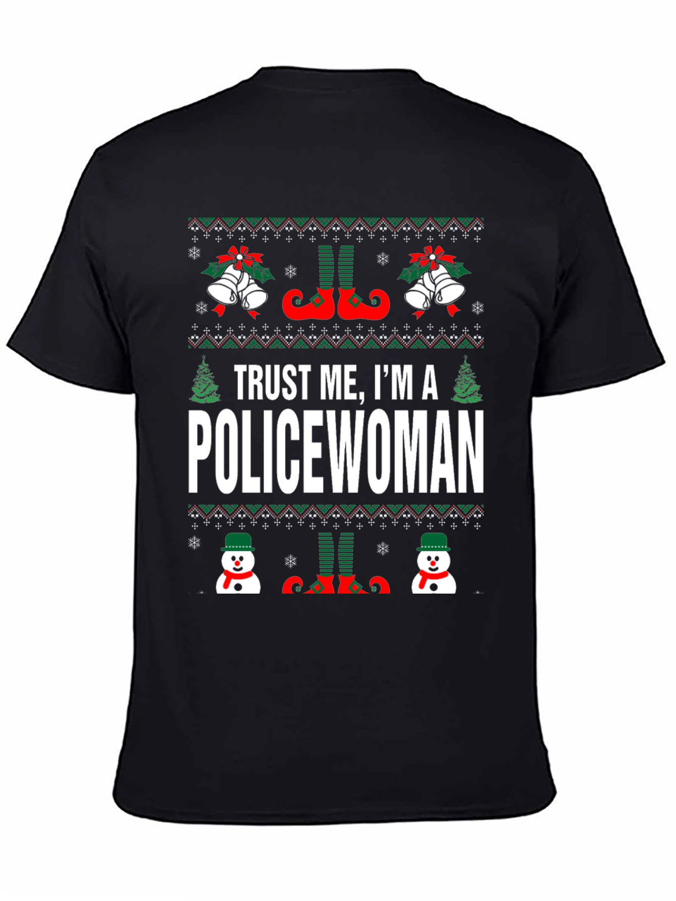 Funny Policewoman Christmas Holiday Ugly Sweater T-Shirt