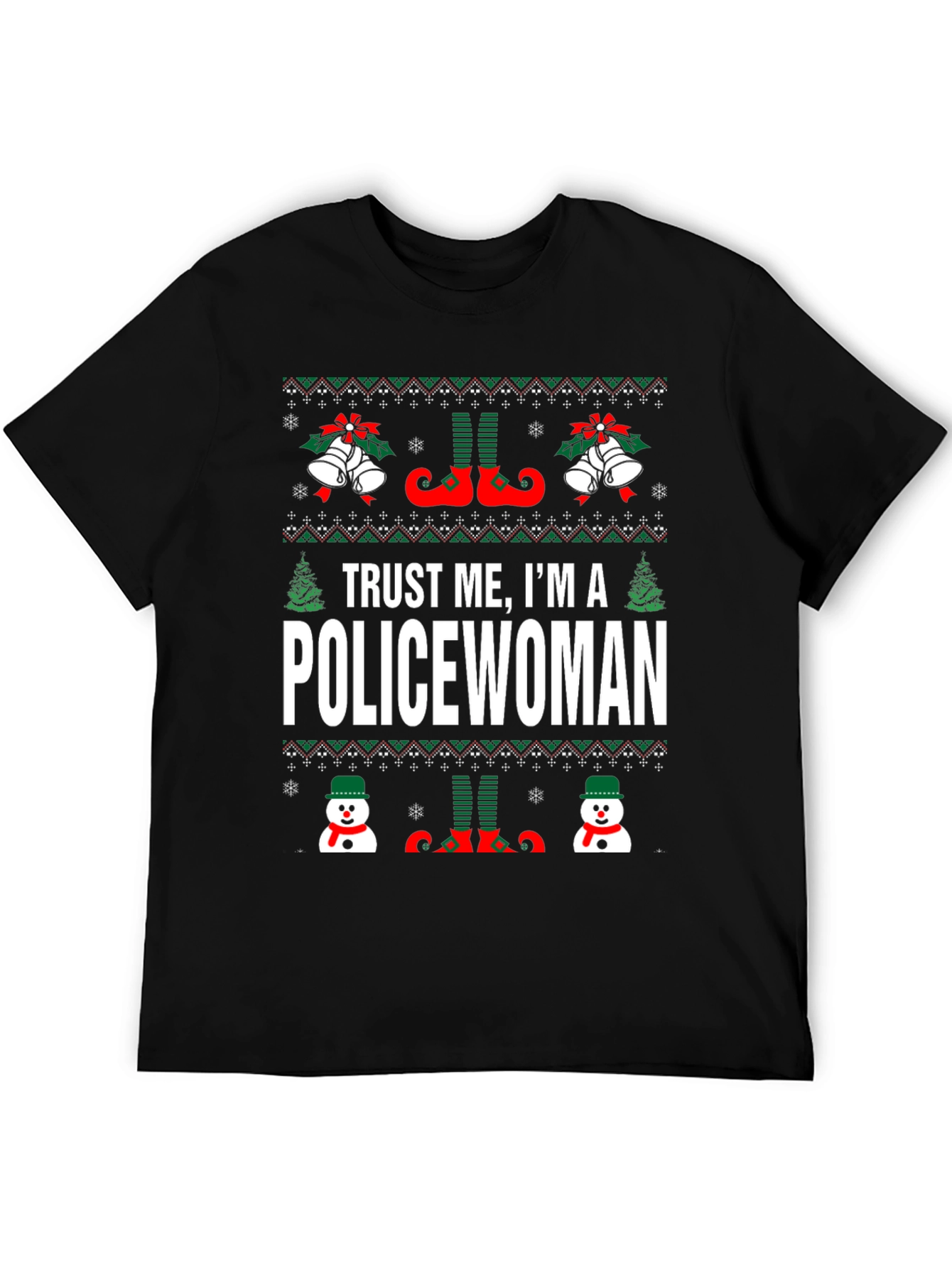 Funny Policewoman Christmas Holiday Ugly Sweater T-Shirt