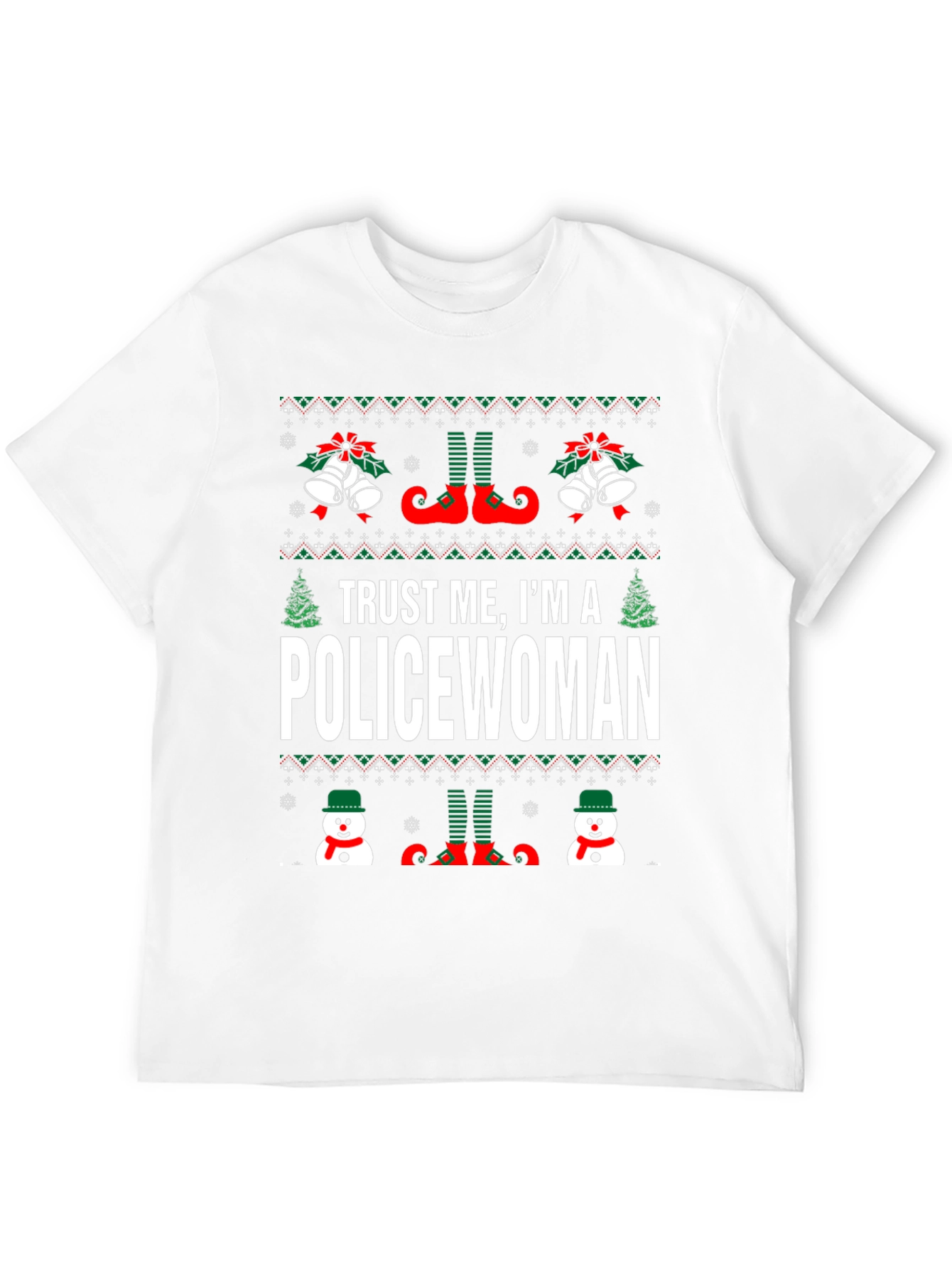 Funny Policewoman Christmas Holiday Ugly Sweater T-Shirt