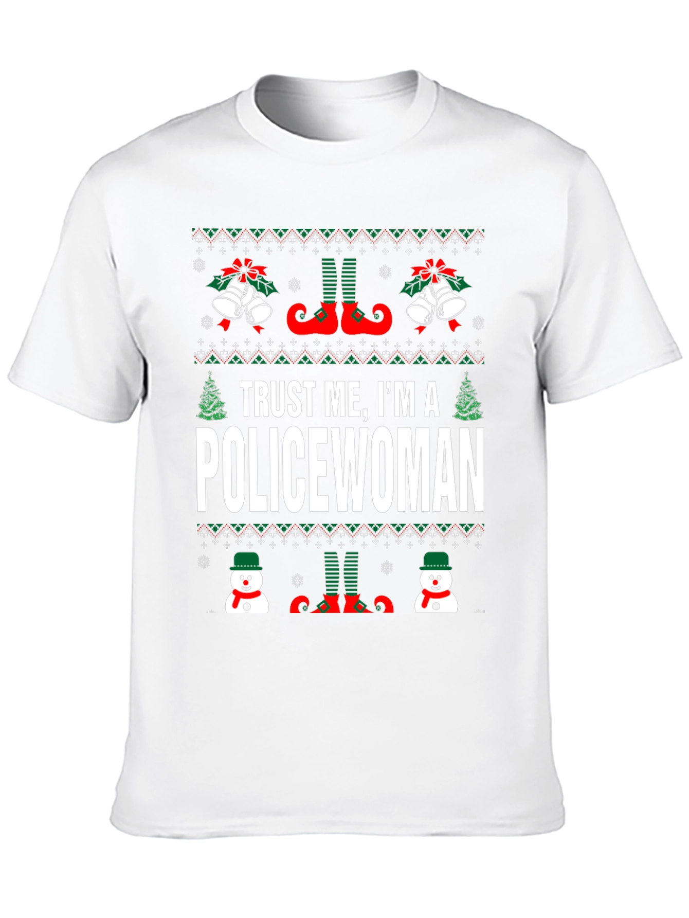 Funny Policewoman Christmas Holiday Ugly Sweater T-Shirt