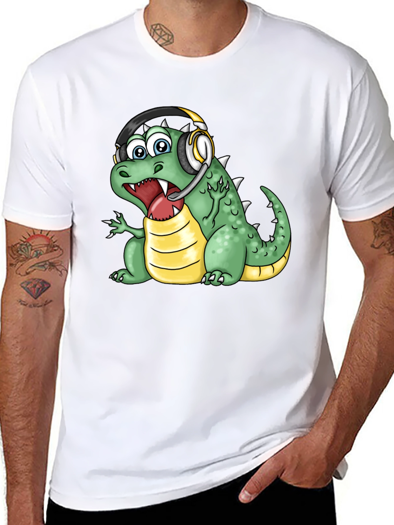 Gamer Dino Graphic Tee - Black