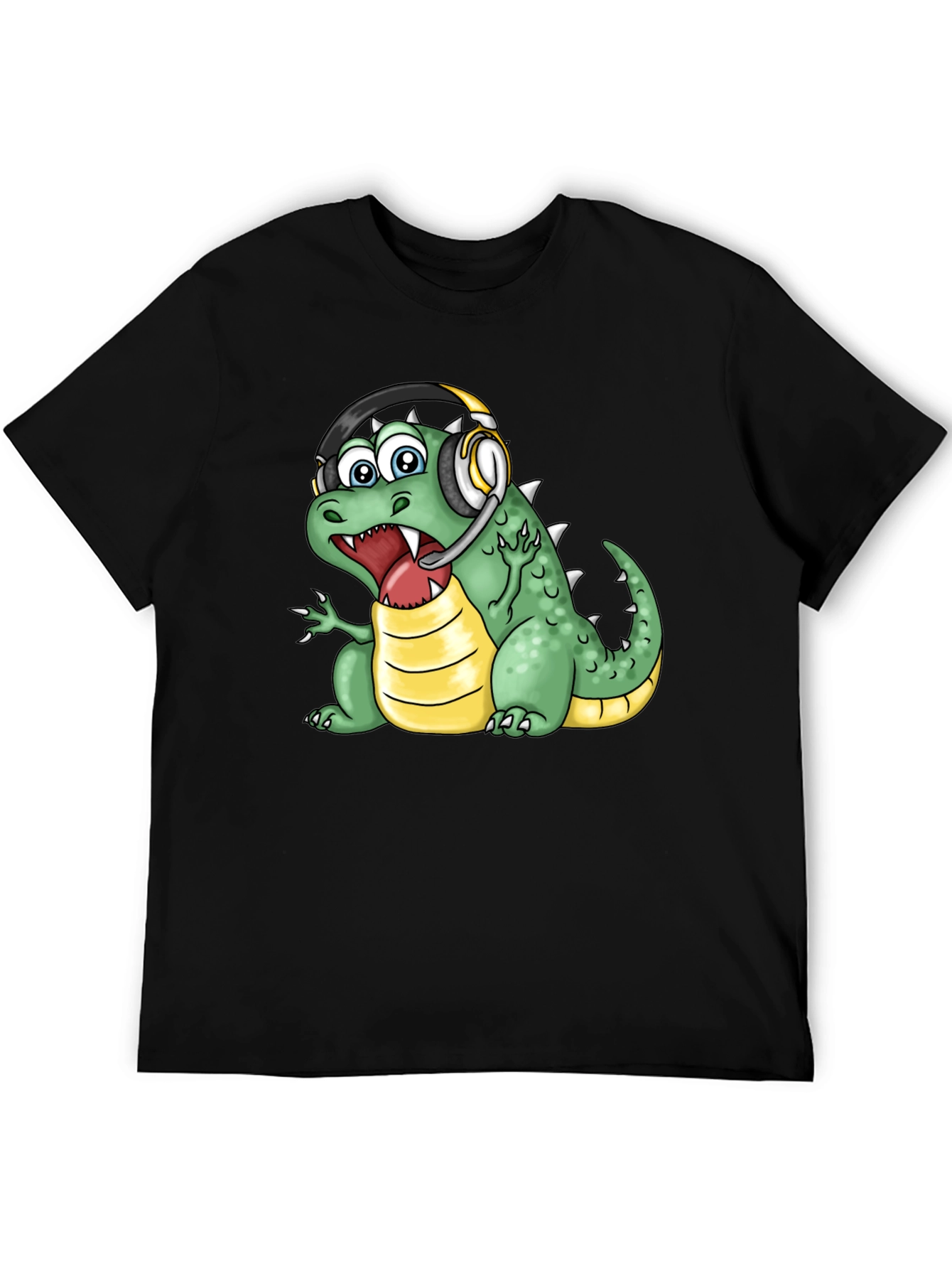 Gamer Dino Graphic Tee - Black