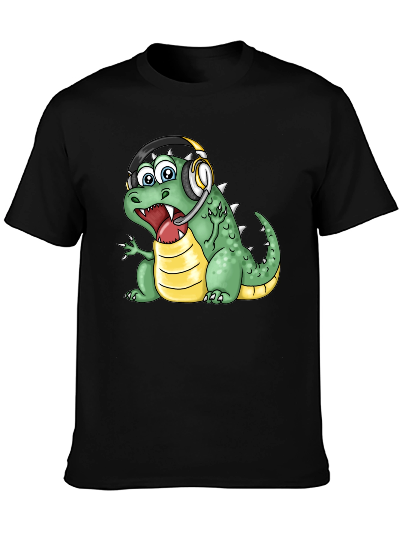 Gamer Dino Graphic Tee - Black