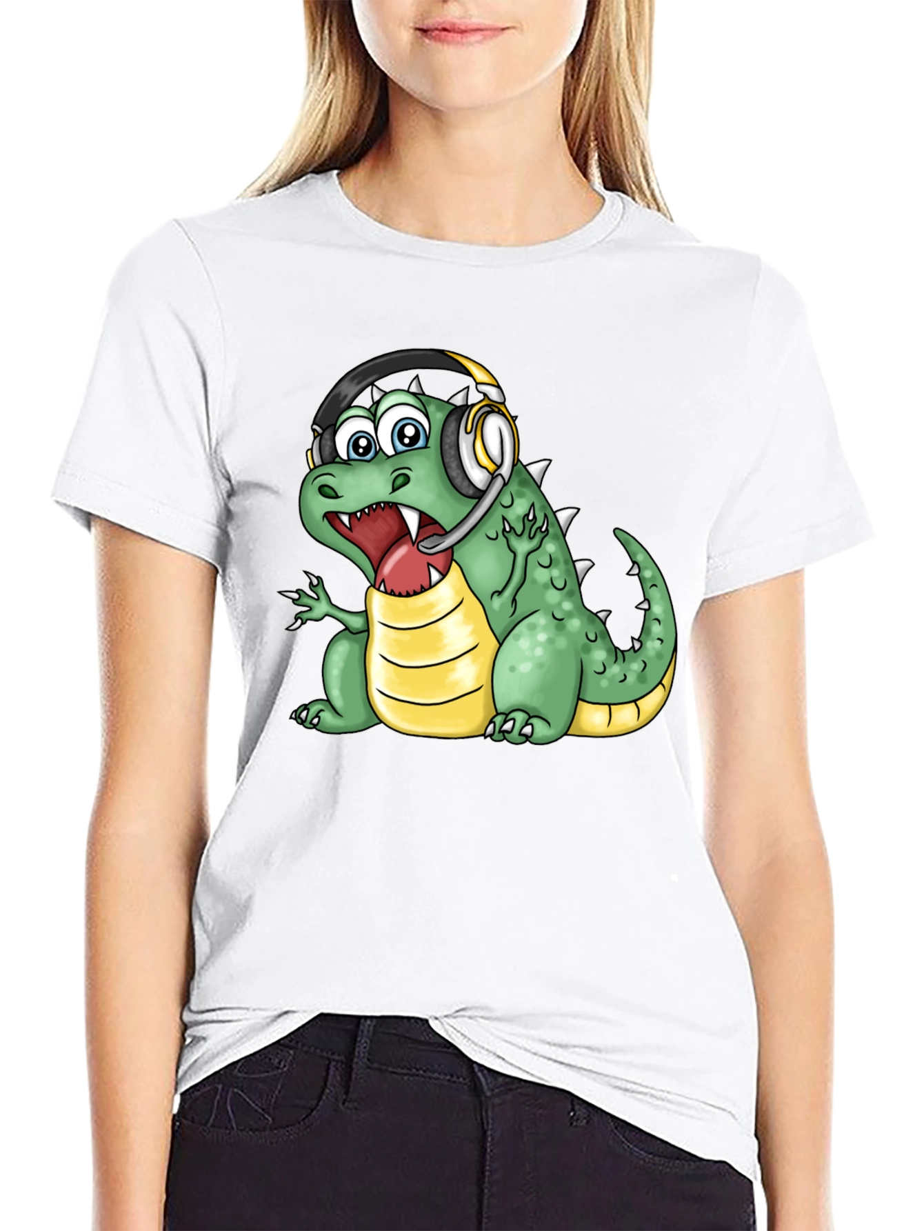 Gamer Dino Graphic Tee - Black