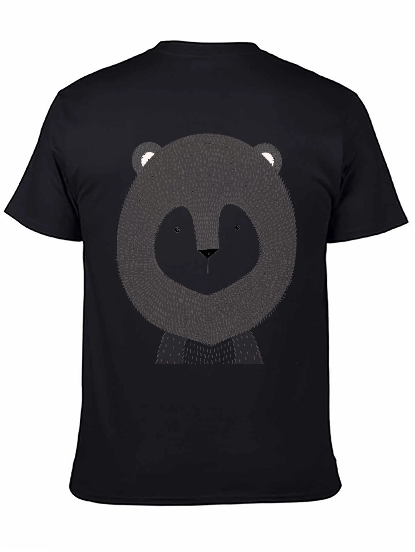 Bear Graphic Print T-Shirt - Black