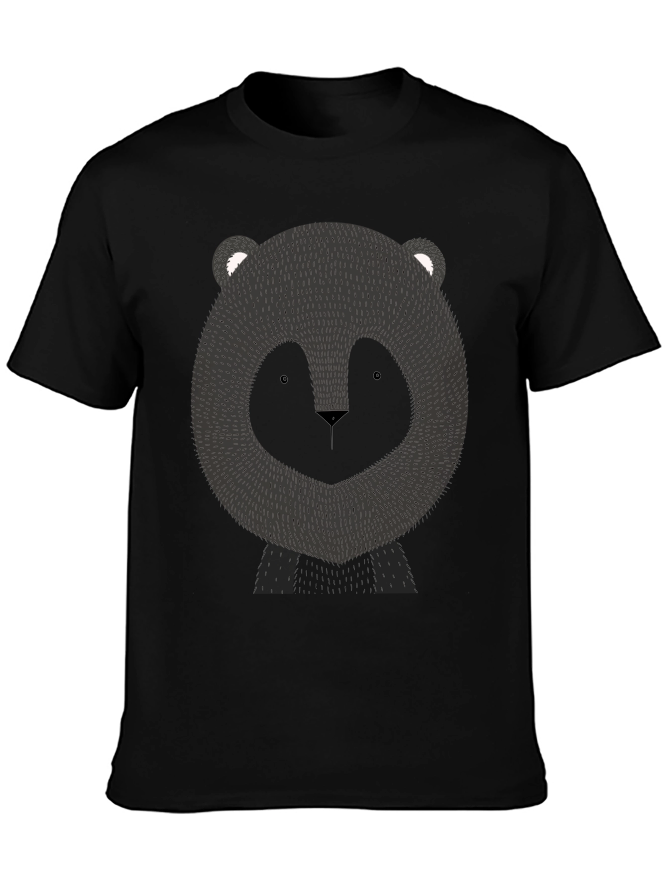 Bear Graphic Print T-Shirt - Black