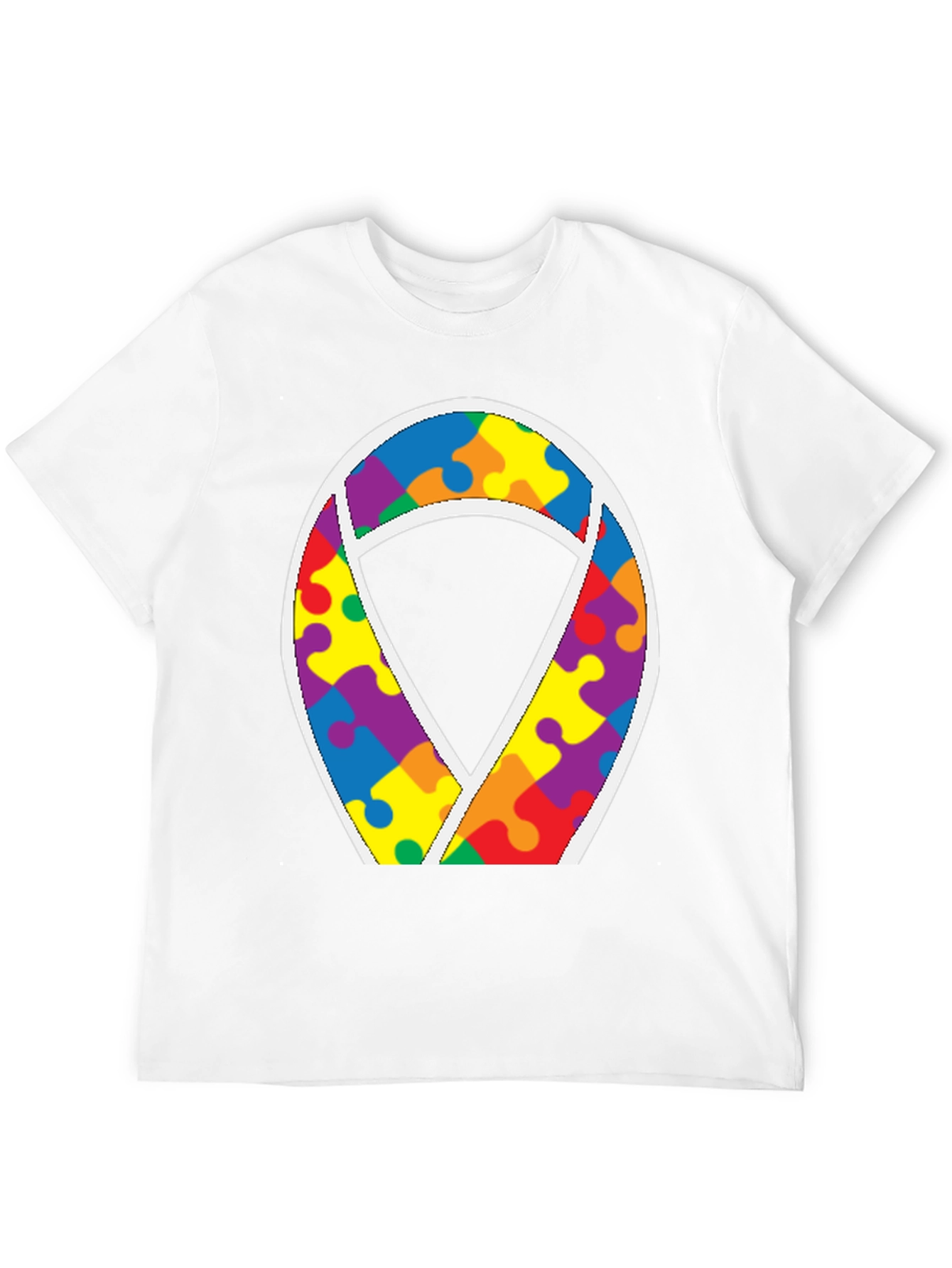 Autism Awareness Puzzle Ribbon Tee - Black