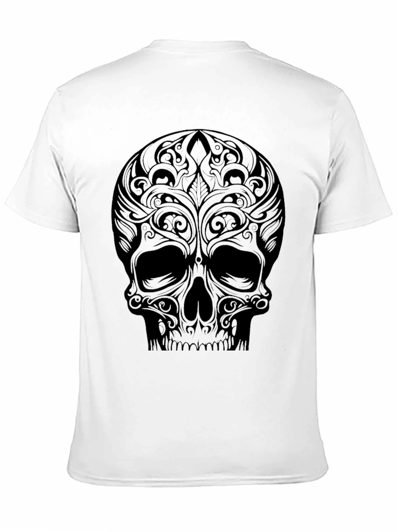 Tribal Skull Graphic Tee - Black Cotton Shirt