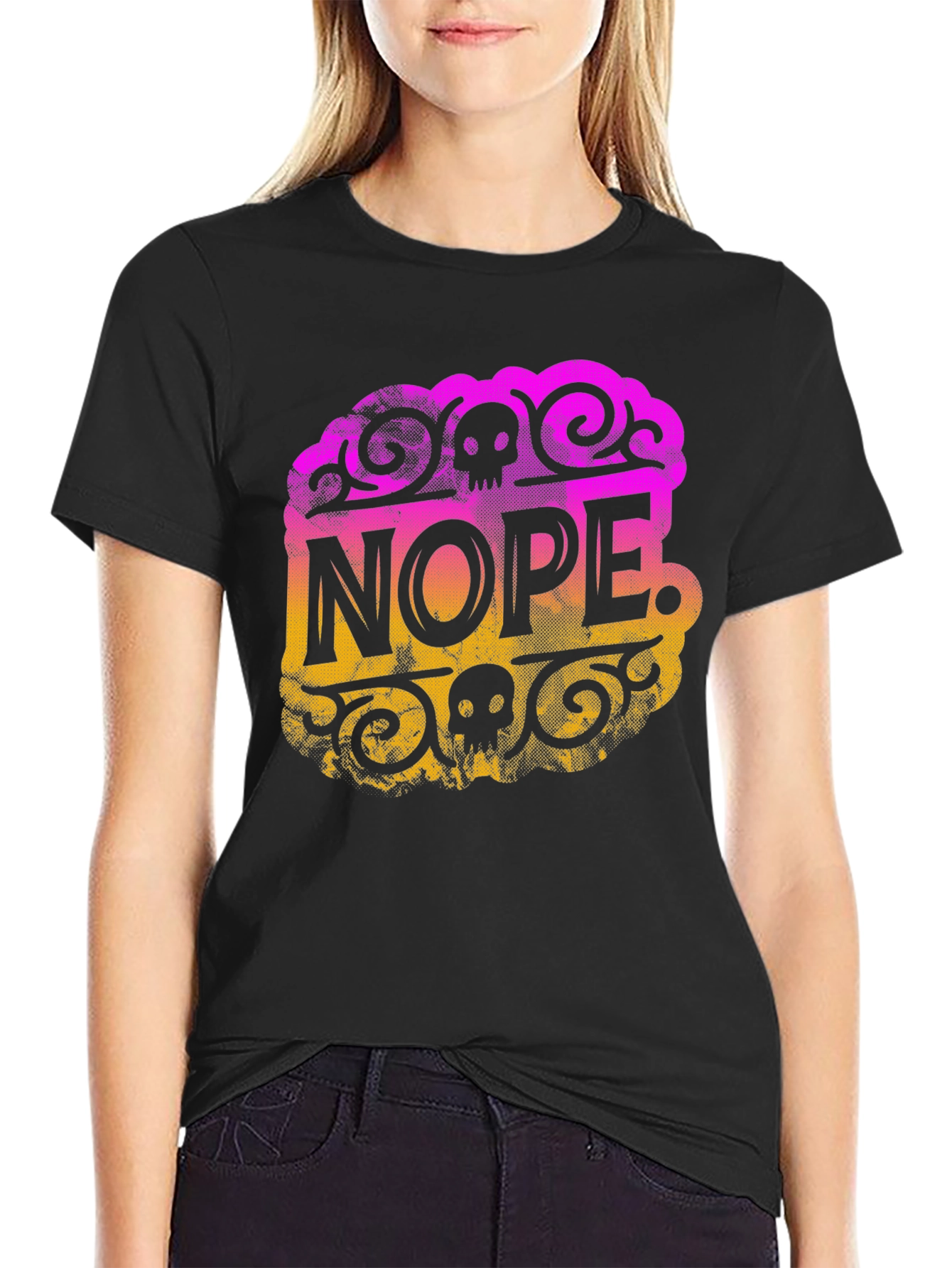 Nope. Skull Graphic Black T-Shirt