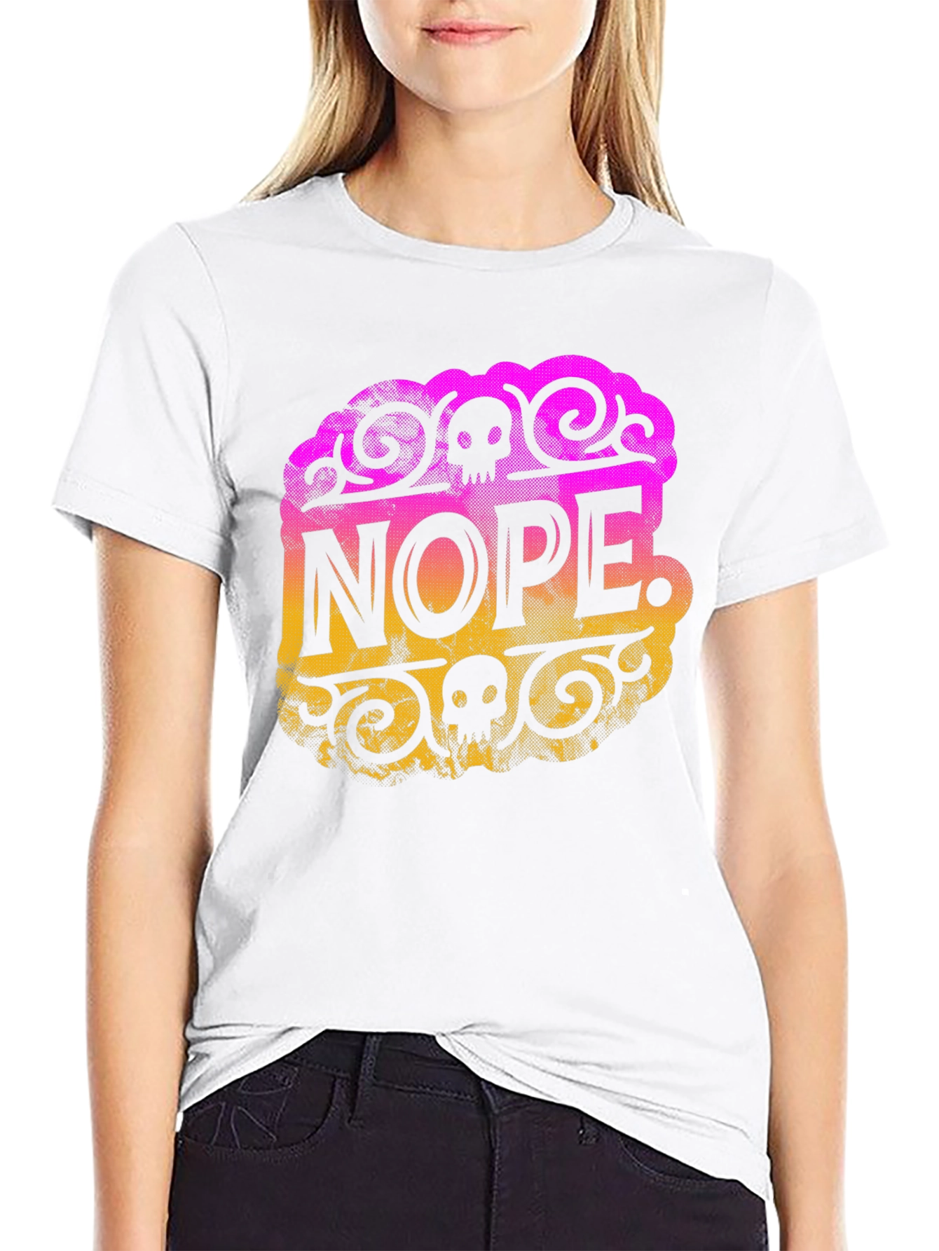 Nope. Skull Graphic Black T-Shirt