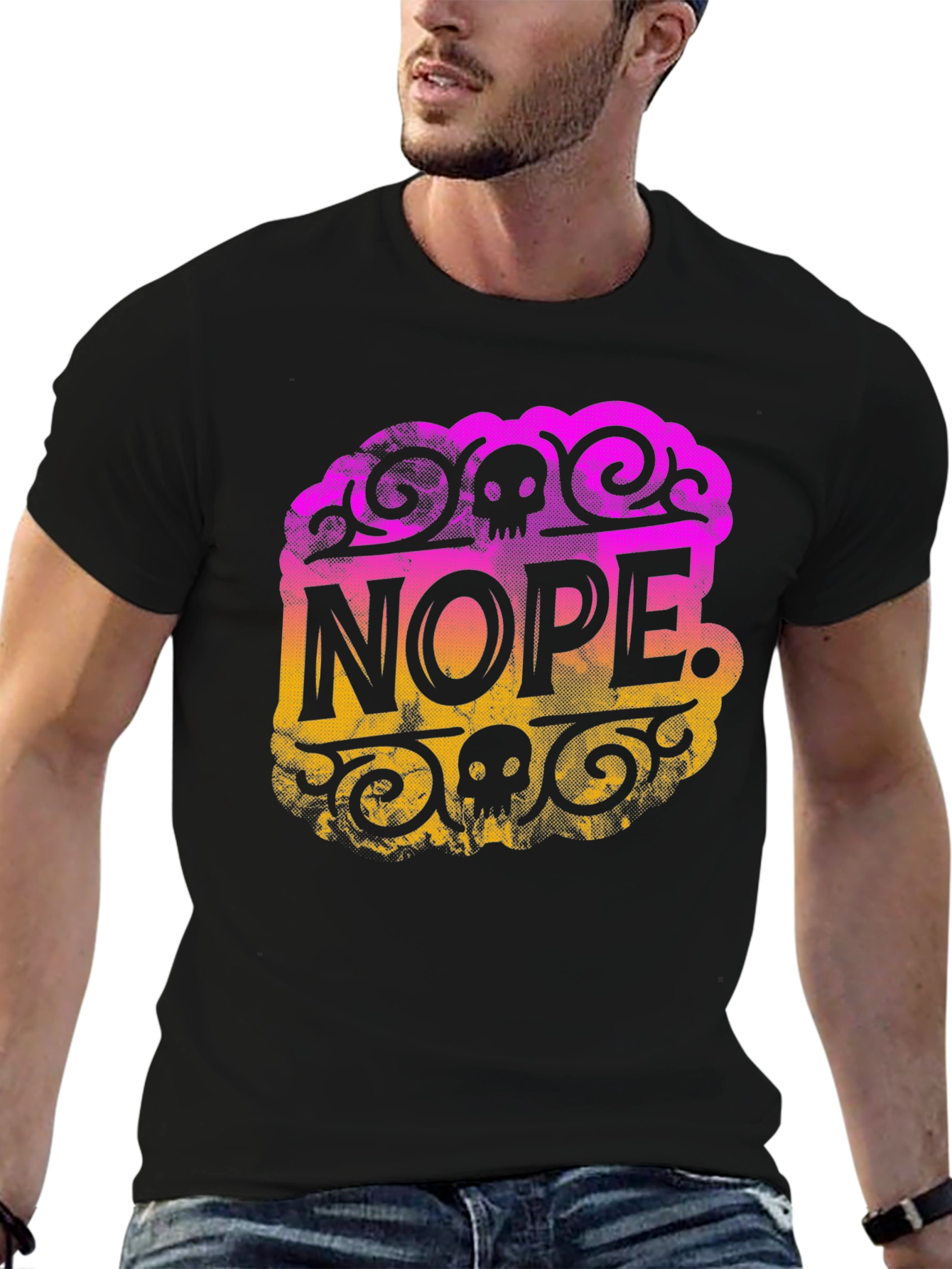 Nope. Skull Graphic Black T-Shirt