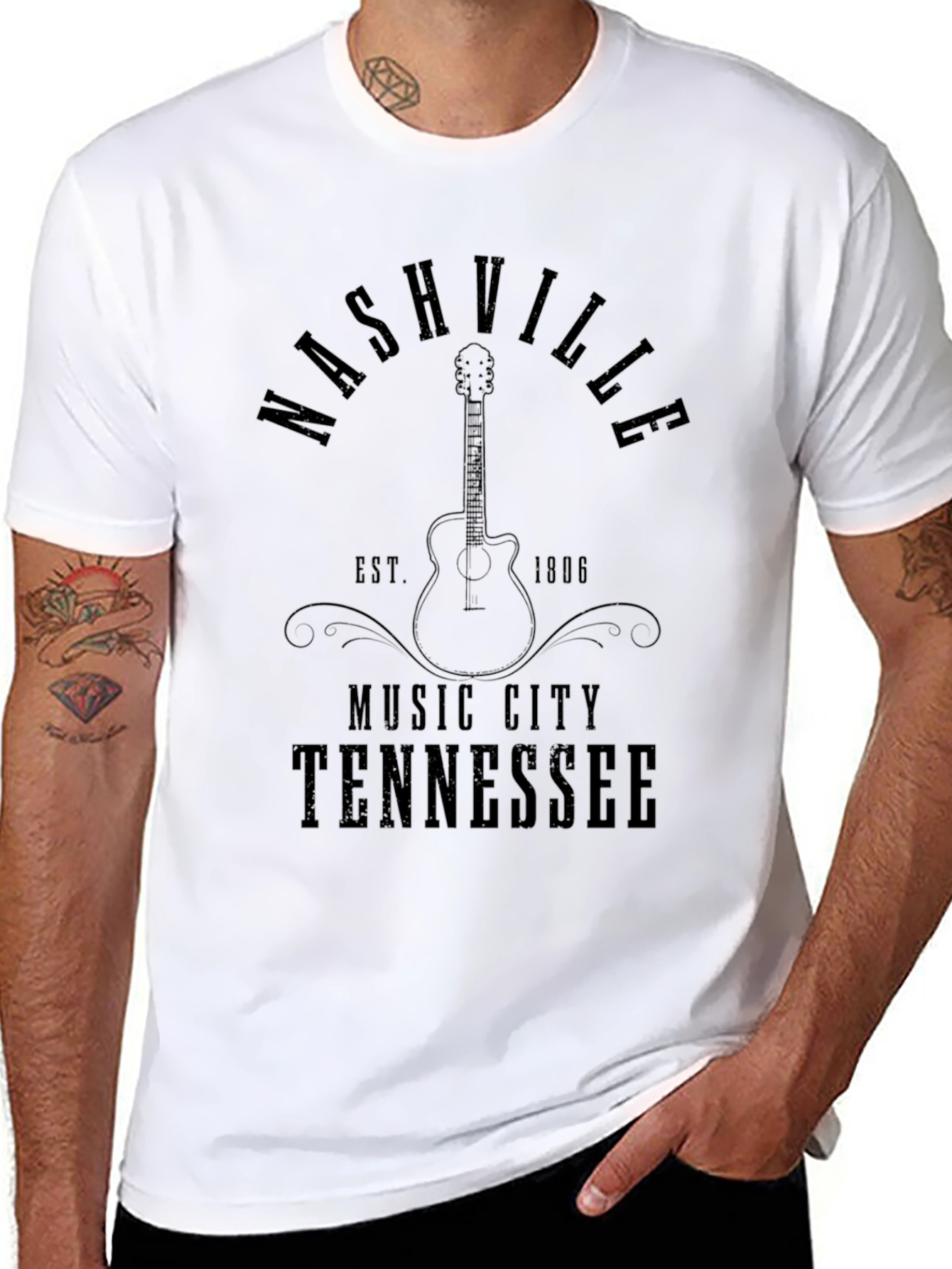 Nashville Tennessee Music City Guitar T-Shirt