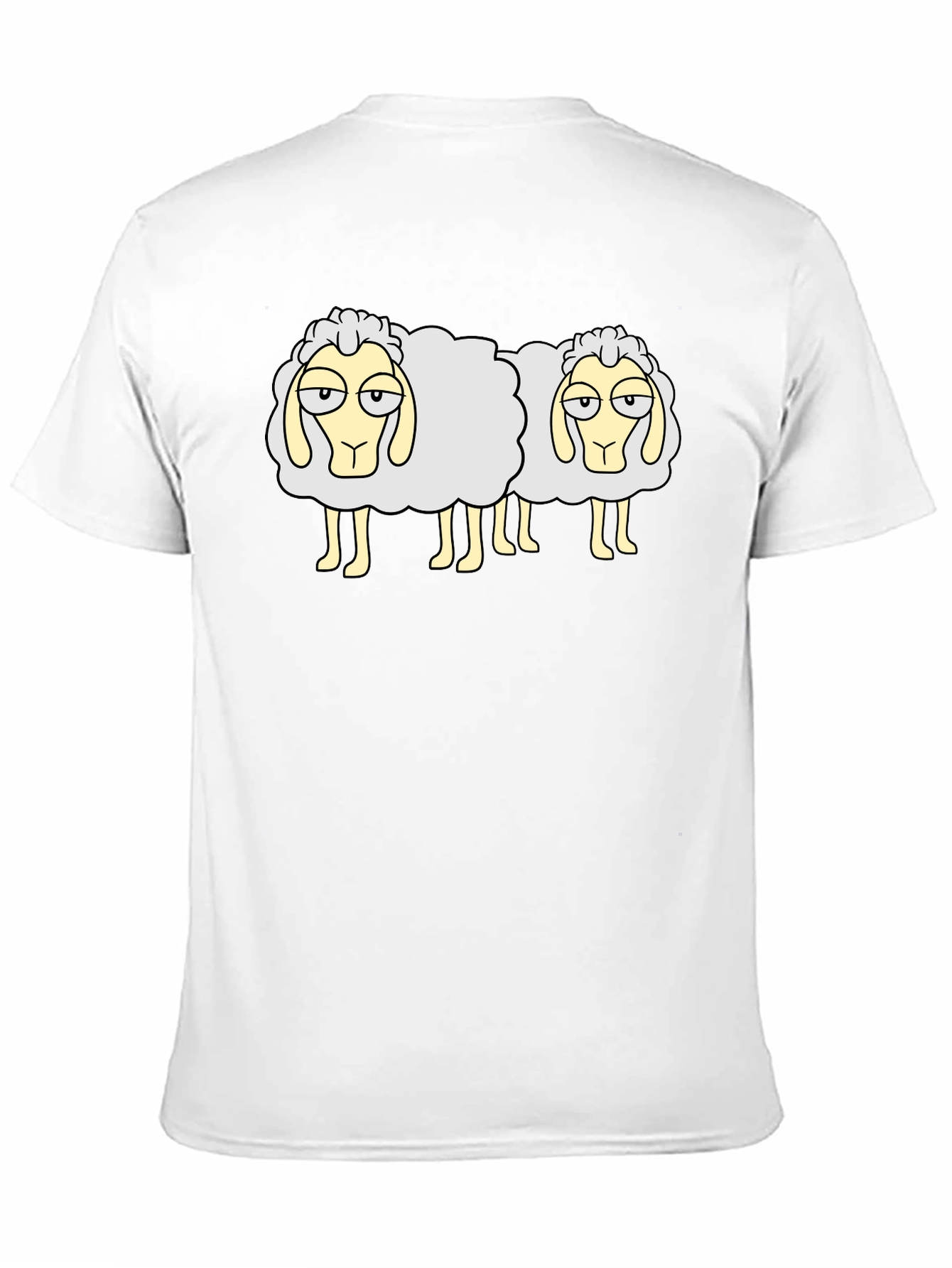 Two Sheep Black T-Shirt - Funny Cartoon Design