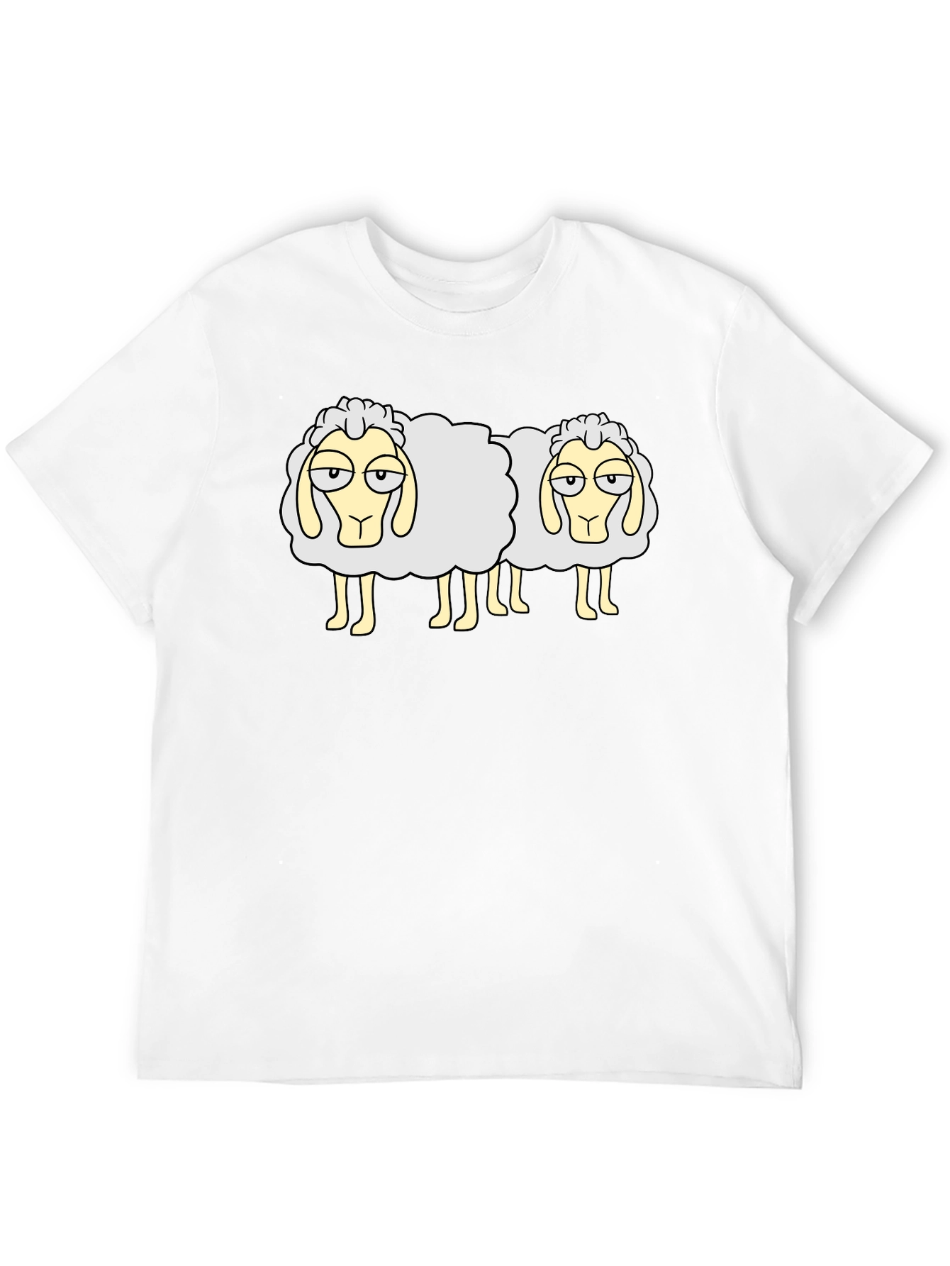 Two Sheep Black T-Shirt - Funny Cartoon Design