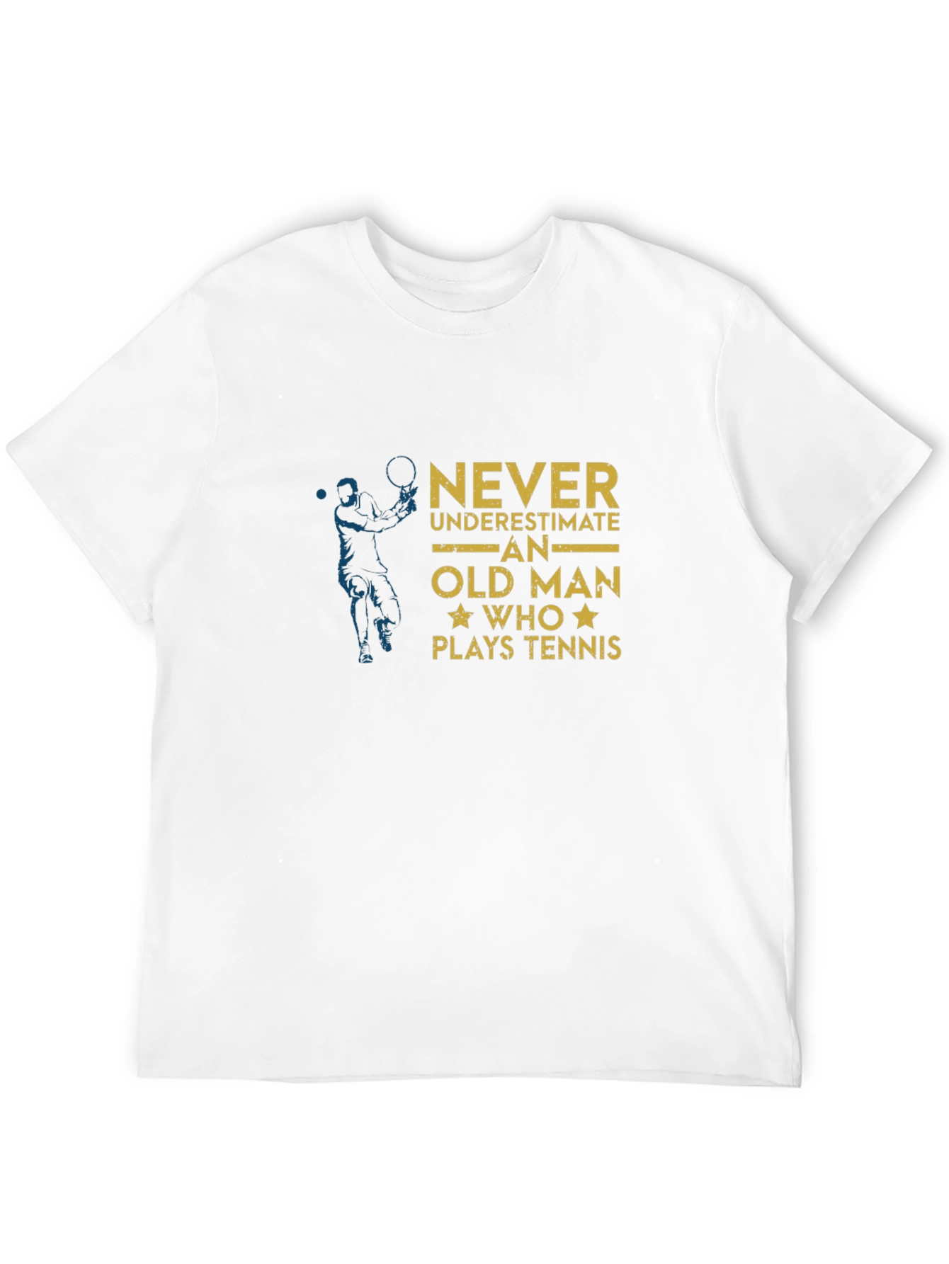 Funny Old Man Tennis Player Black T-Shirt