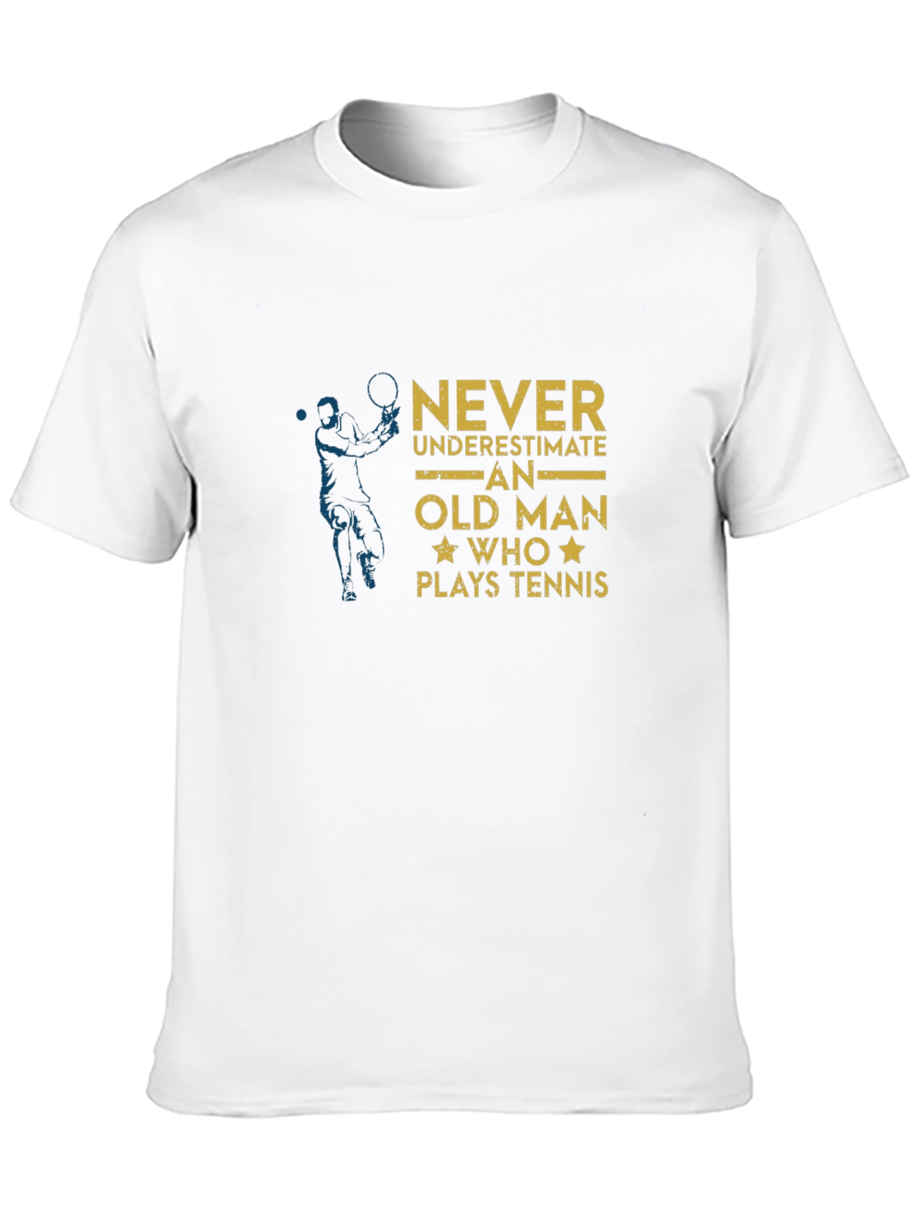 Funny Old Man Tennis Player Black T-Shirt