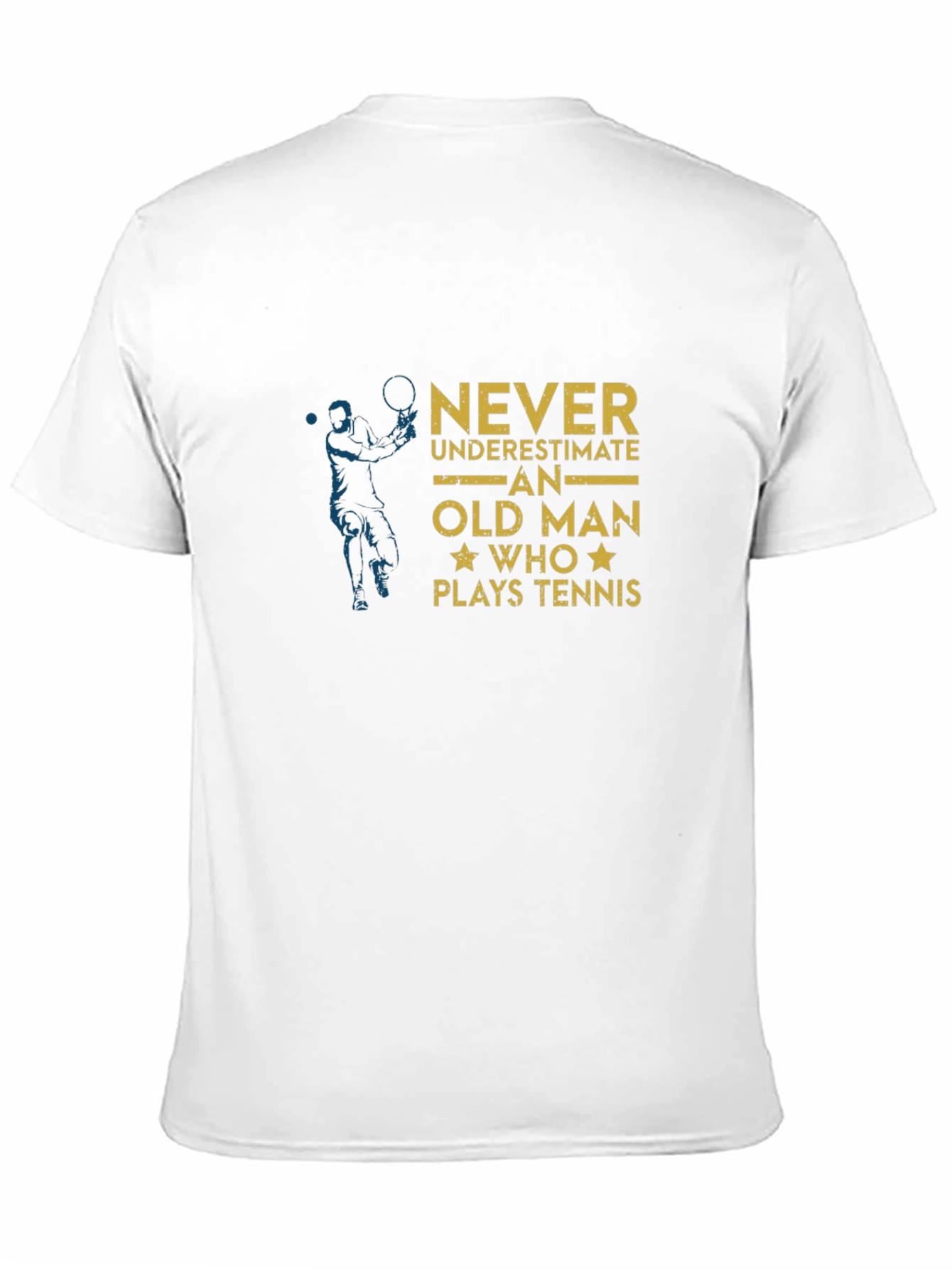 Funny Old Man Tennis Player Black T-Shirt