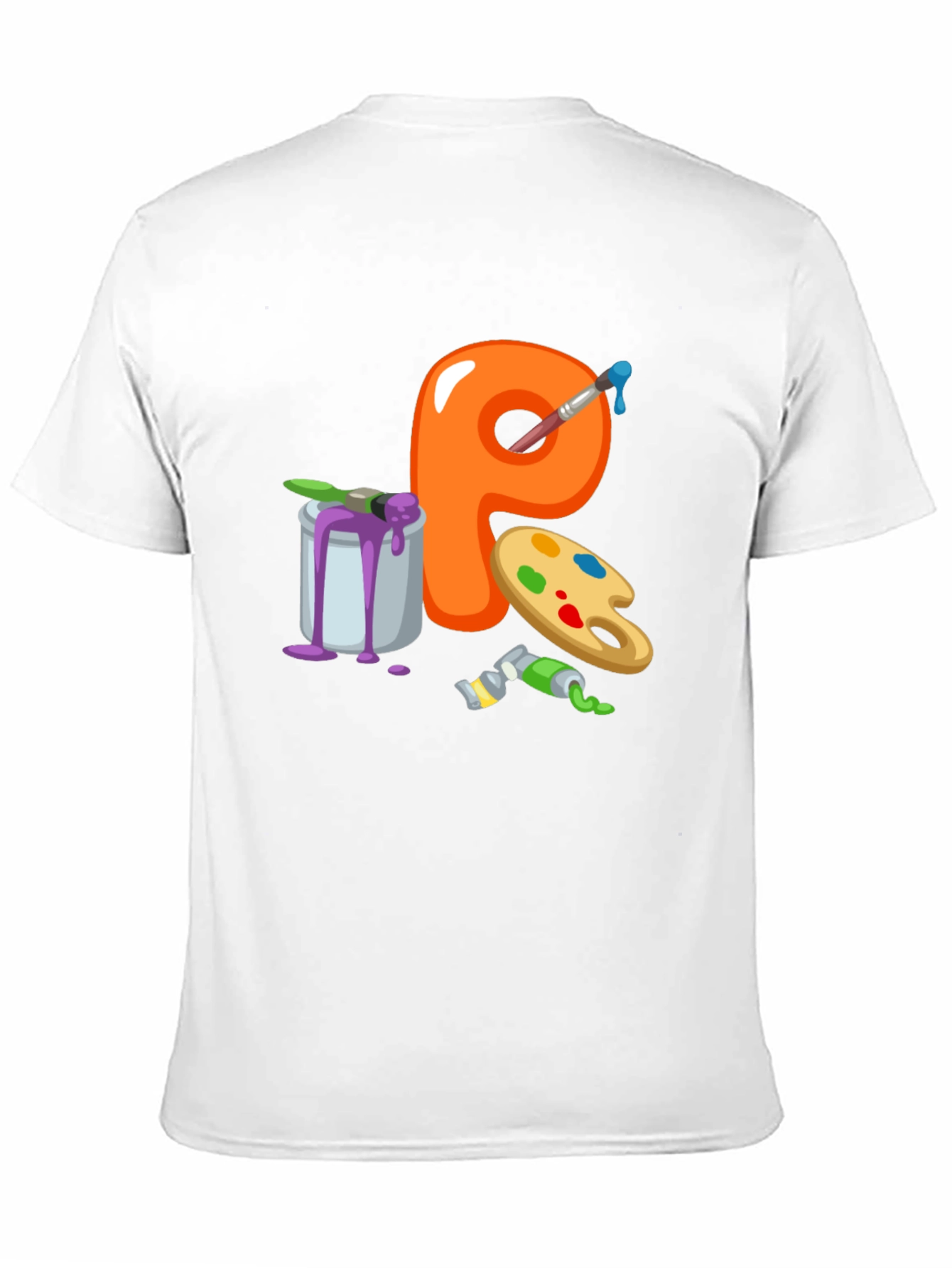 Artistic Letter P T-Shirt - Black Cotton Graphic Tee
